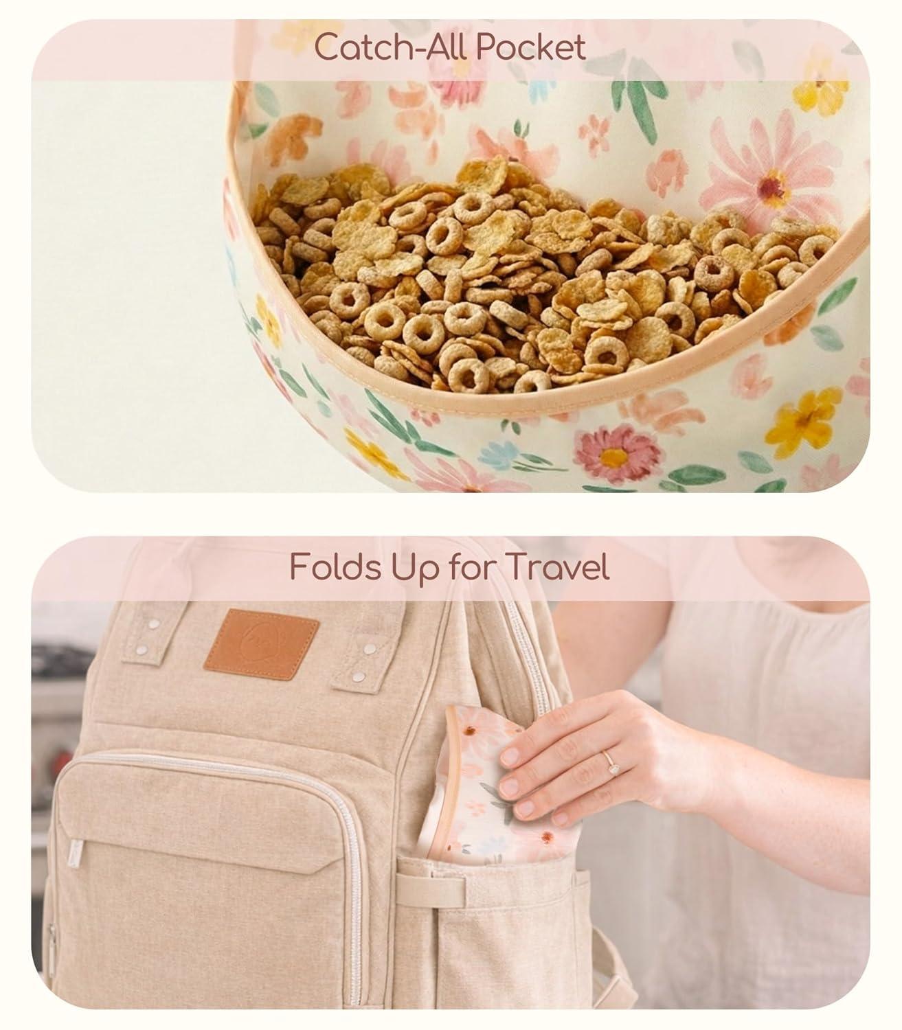 image:image3Pack Waterproof Baby Bibs for Eating Mess Proof Lightweight Toddler Feeding Bibs with Large Food Catcher FoodGrade Baby Eating Essentials Easy to Put On amp CleanPink FloralCountry Floral
