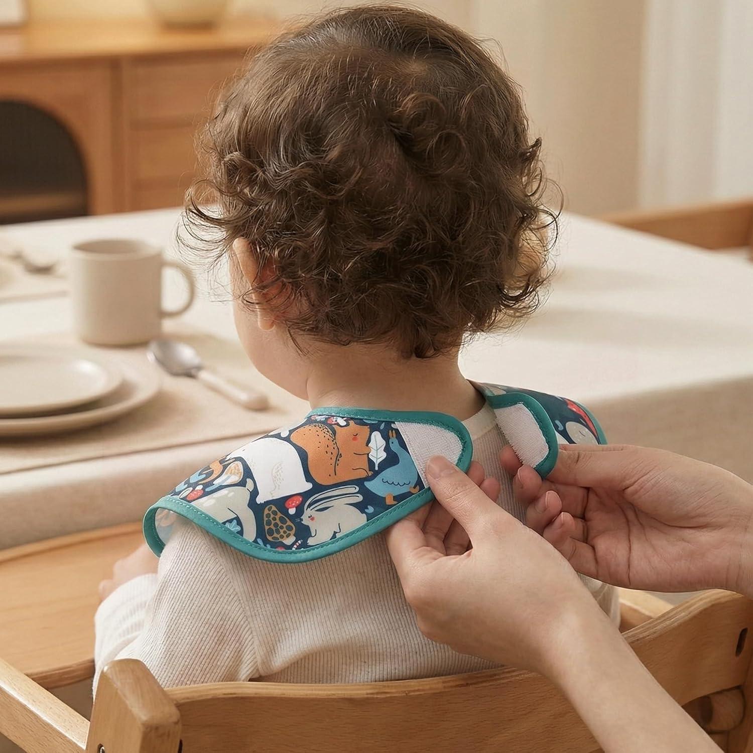 image:image3Pack Waterproof Baby Bibs for Eating Mess Proof Lightweight Toddler Feeding Bibs with Large Food Catcher FoodGrade Baby Eating Essentials Easy to Put On amp CleanPink FloralGreen Dino Animal