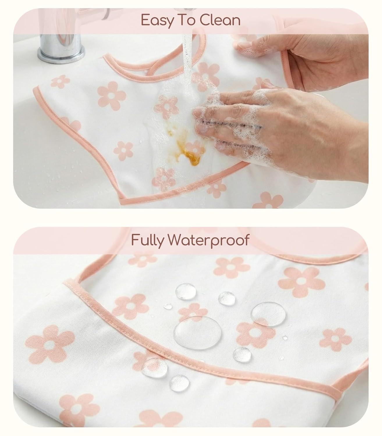 image:image3Pack Waterproof Baby Bibs for Eating Mess Proof Lightweight Toddler Feeding Bibs with Large Food Catcher FoodGrade Baby Eating Essentials Easy to Put On amp CleanPink FloralCountry Floral