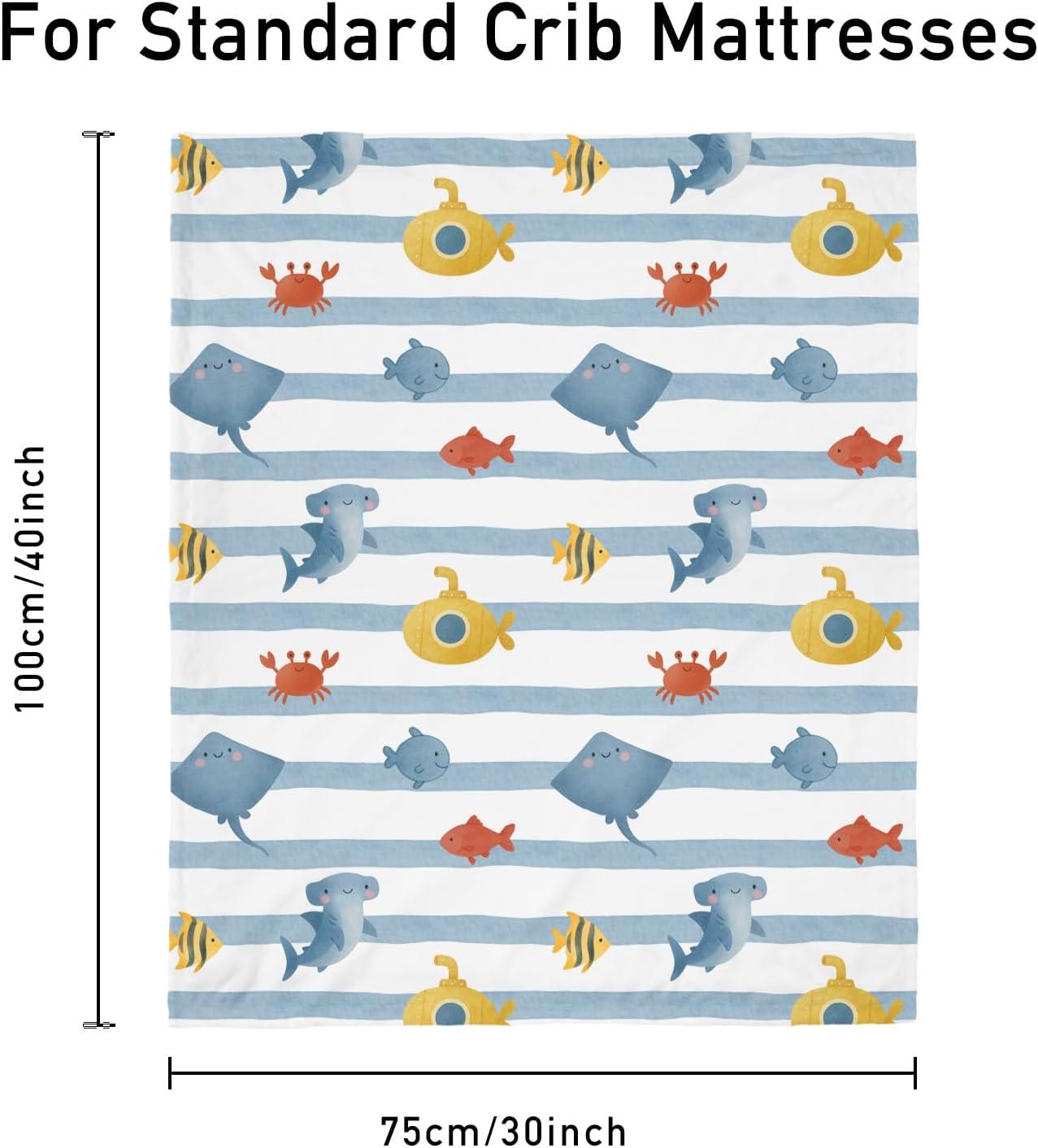 image:imageBaby Minky Blanket for Boys Girl Super Soft Newborn Nursery Blanket with Double Layer Dotted Backing 30x40 Cozy Printed Bed Throw Blanket Undersea WorldBlue Ocean