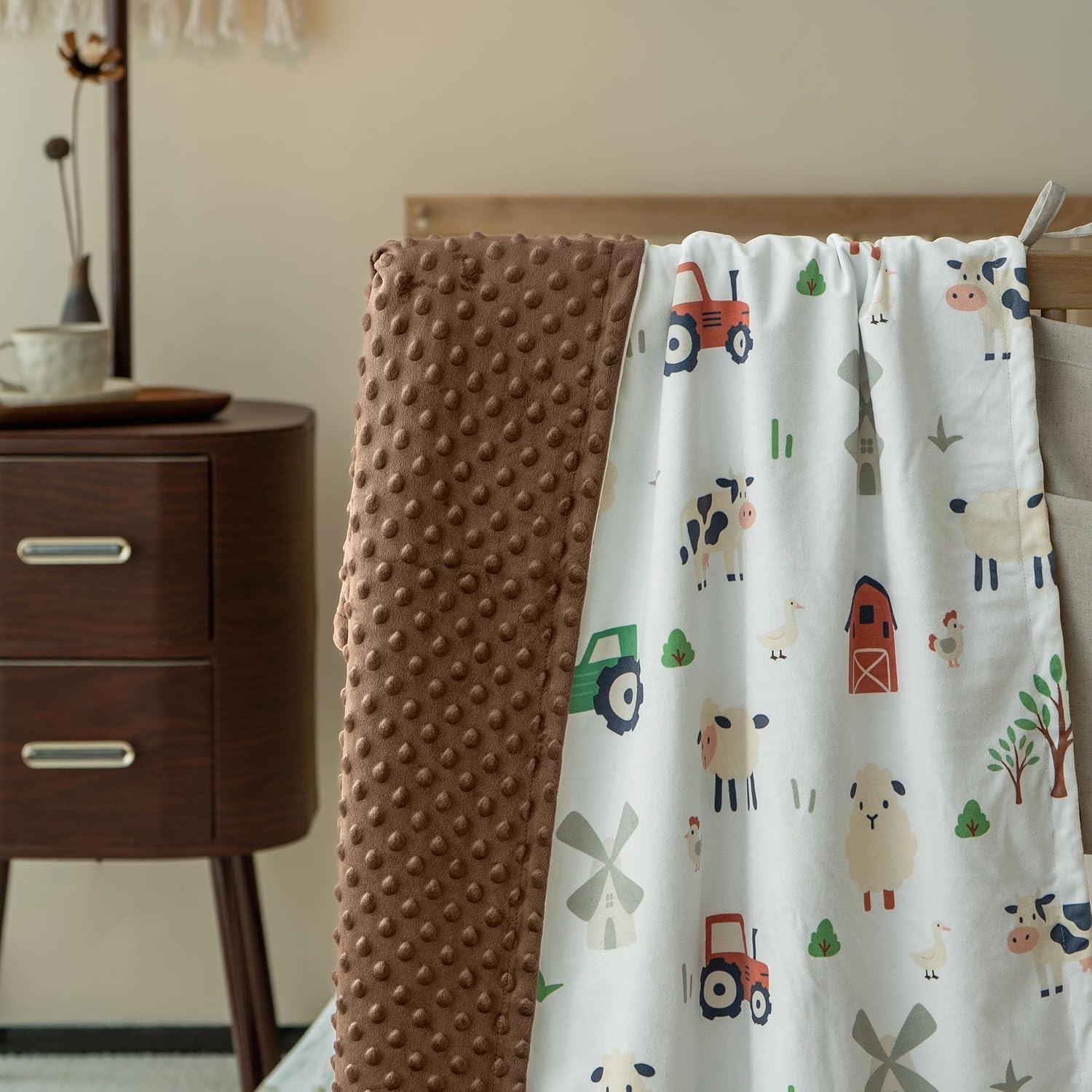 image:imageBaby Minky Blanket for Boys Girl Super Soft Newborn Nursery Blanket with Double Layer Dotted Backing 30x40 Cozy Printed Bed Throw Blanket Undersea WorldChocolate Farm Animals