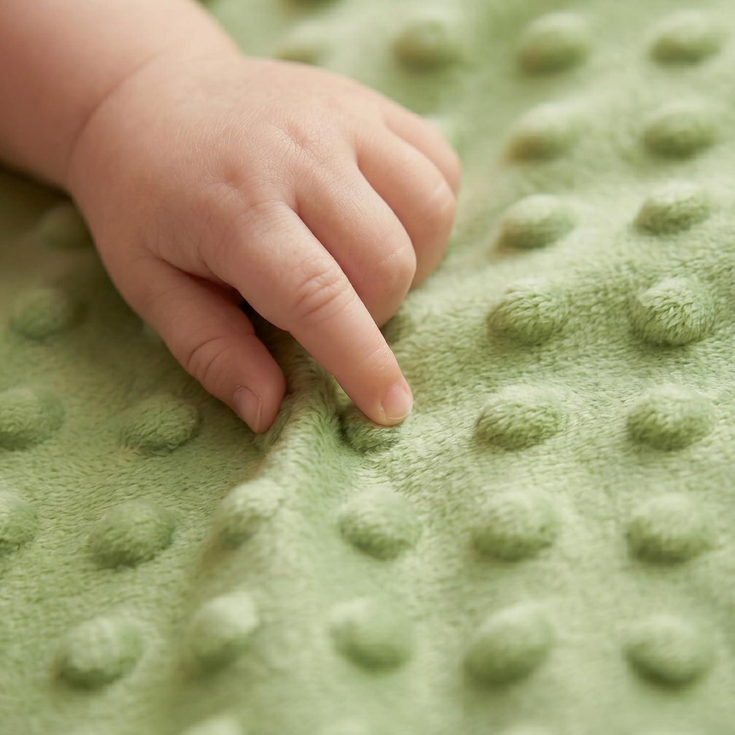 image:imageBaby Minky Blanket for Boys Girl Super Soft Newborn Nursery Blanket with Double Layer Dotted Backing 30x40 Cozy Printed Bed Throw Blanket Undersea WorldGreen Animals