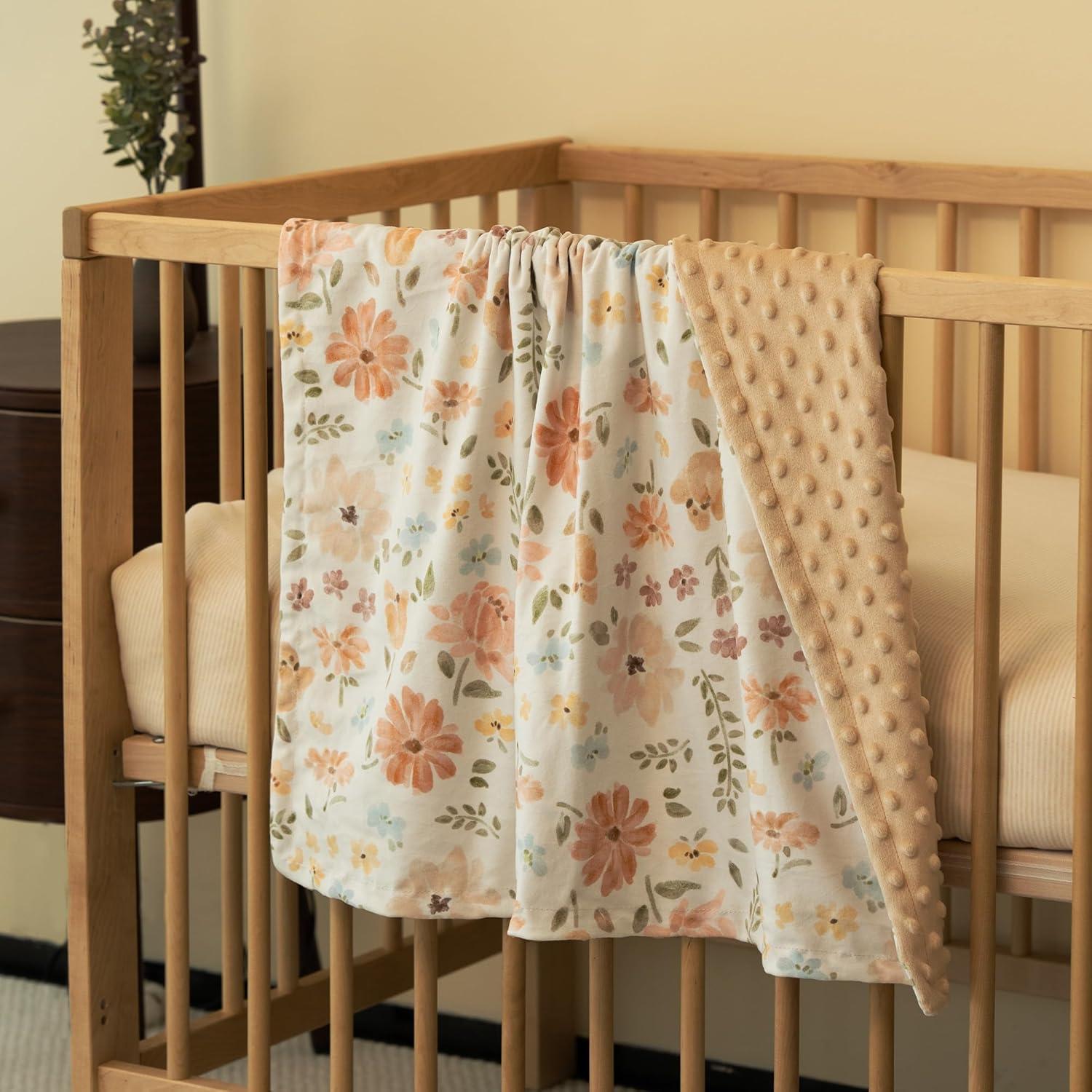 image:imageBaby Minky Blanket for Boys Girl Super Soft Newborn Nursery Blanket with Double Layer Dotted Backing 30x40 Cozy Printed Bed Throw Blanket Undersea WorldPinkishorange Floral