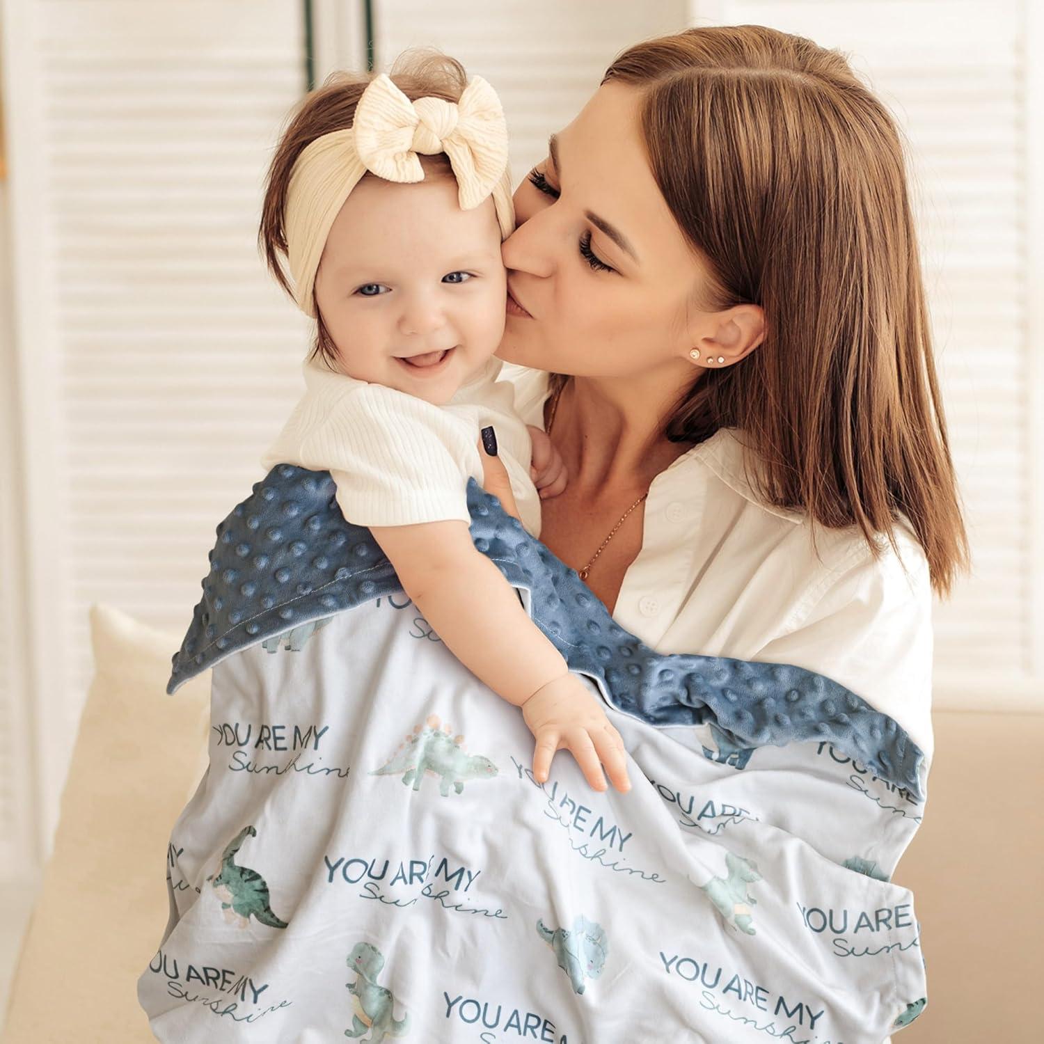 image:imageBaby Minky Blanket for Boys Girl Super Soft Newborn Nursery Blanket with Double Layer Dotted Backing 30x40 Cozy Printed Bed Throw Blanket Undersea WorldBlue Dinosaur