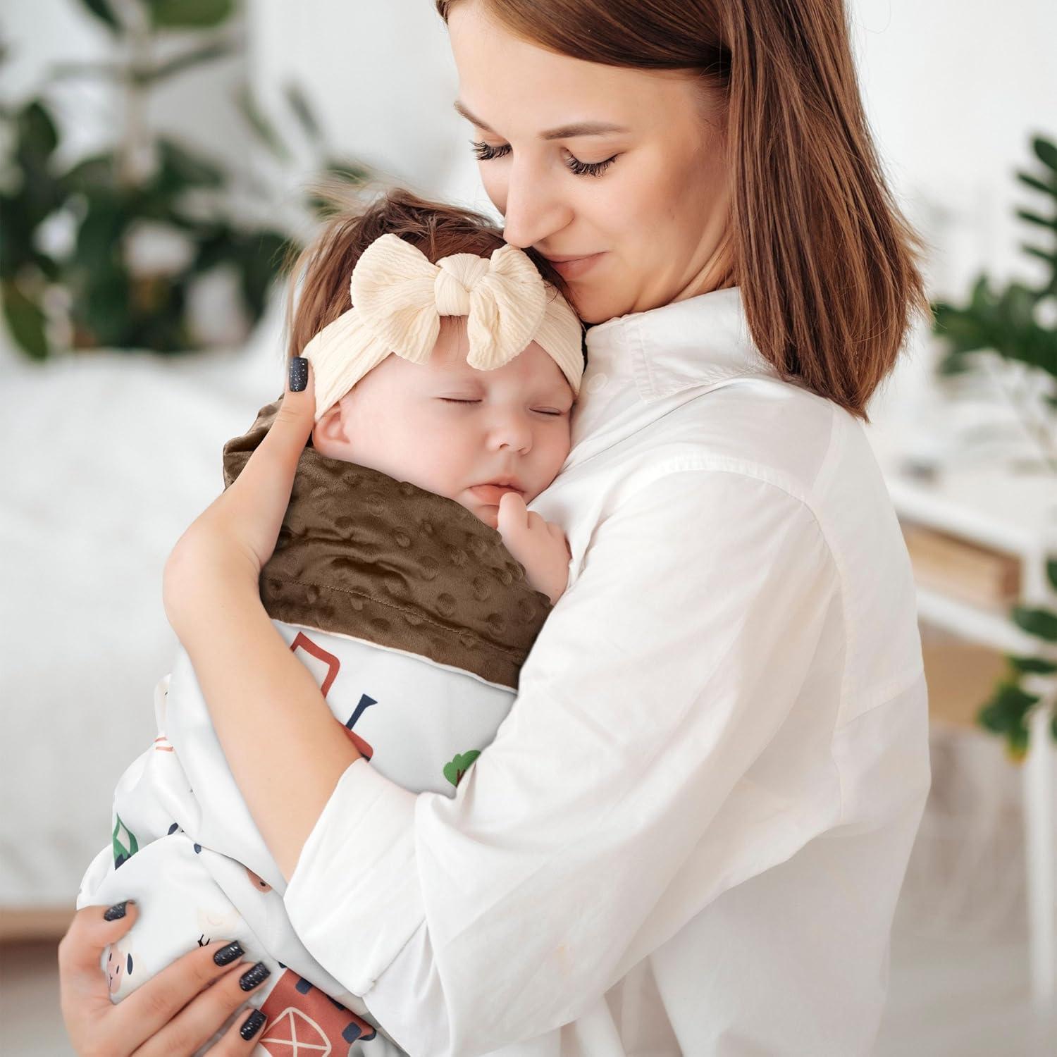 image:imageBaby Minky Blanket for Boys Girl Super Soft Newborn Nursery Blanket with Double Layer Dotted Backing 30x40 Cozy Printed Bed Throw Blanket Undersea WorldChocolate Farm Animals