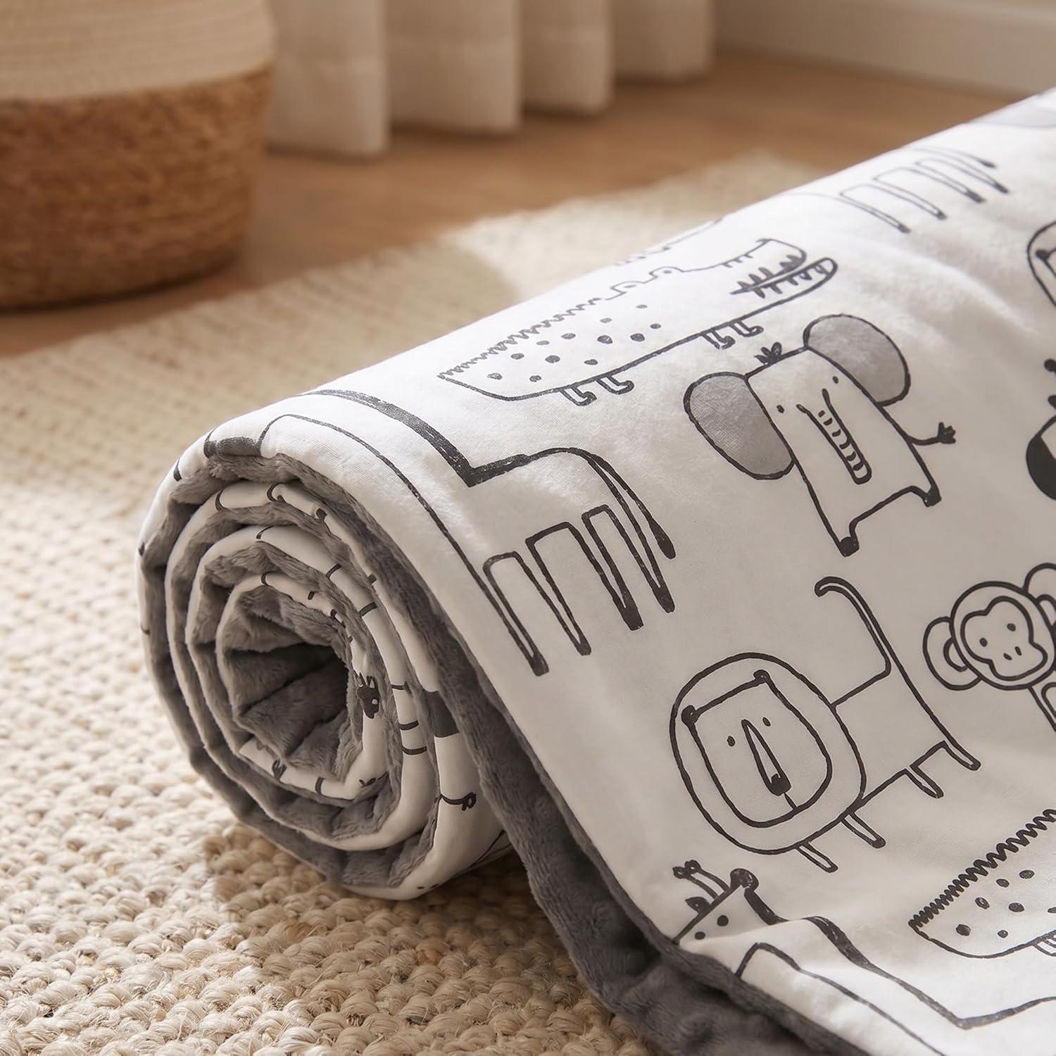 image:imageBaby Minky Blanket for Boys Girl Super Soft Newborn Nursery Blanket with Double Layer Dotted Backing 30x40 Cozy Printed Bed Throw Blanket Undersea WorldGray Animals
