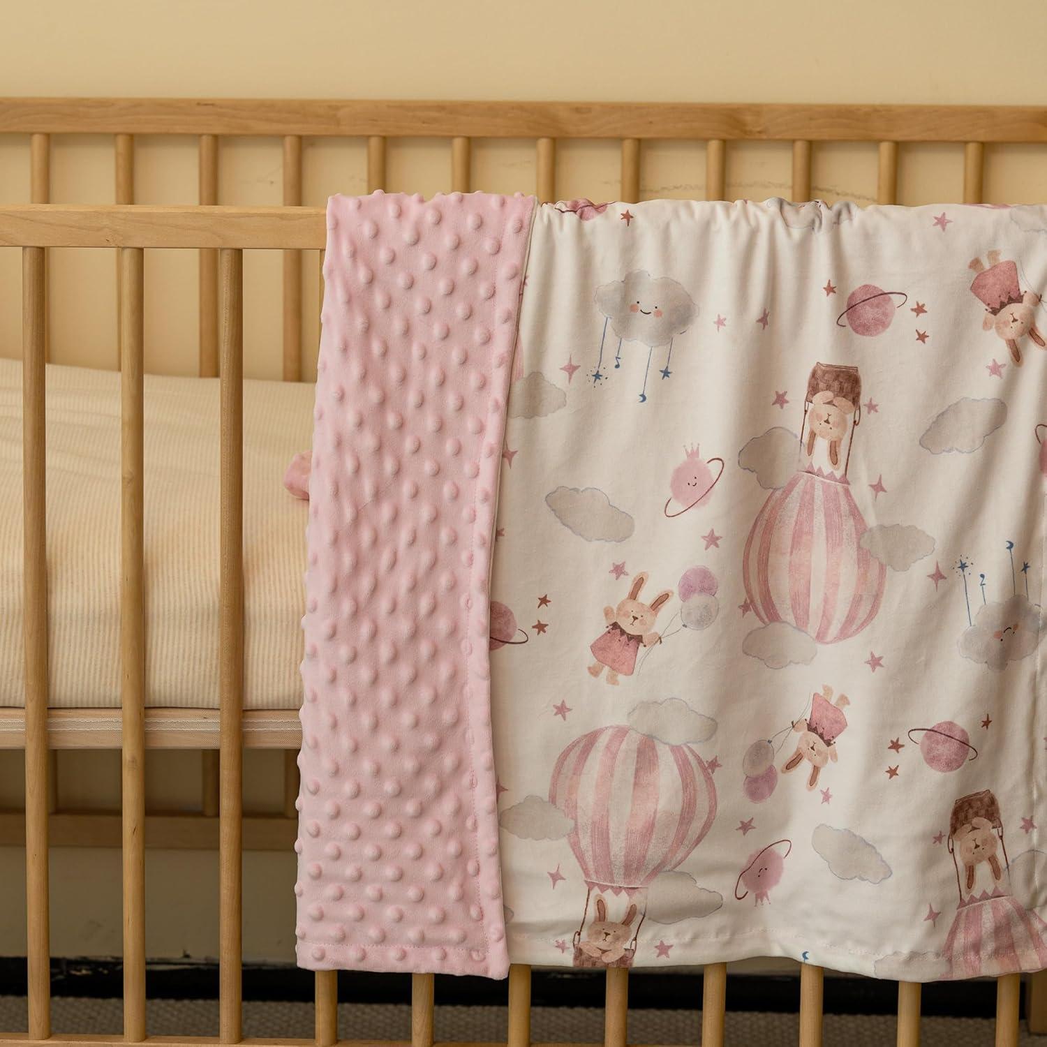 image:imageBaby Minky Blanket for Boys Girl Super Soft Newborn Nursery Blanket with Double Layer Dotted Backing 30x40 Cozy Printed Bed Throw Blanket Undersea WorldPink Balloon Rabbit