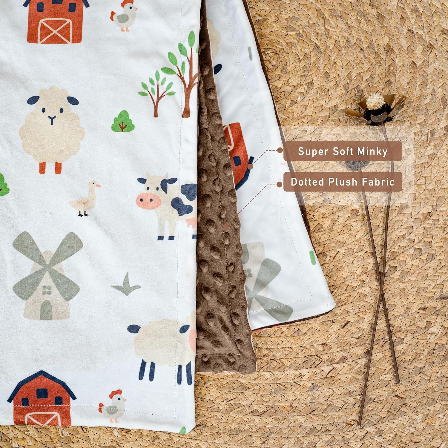 image:imageBaby Minky Blanket for Boys Girl Super Soft Newborn Nursery Blanket with Double Layer Dotted Backing 30x40 Cozy Printed Bed Throw Blanket Undersea WorldChocolate Farm Animals