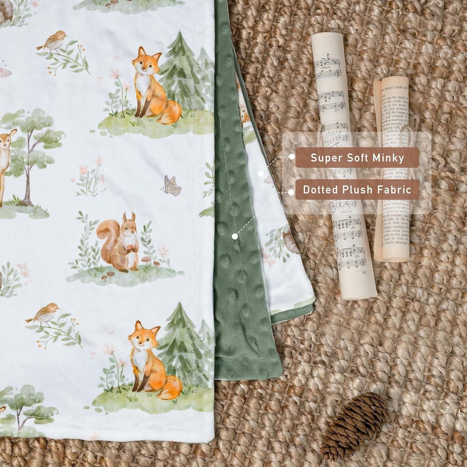 image:imageBaby Minky Blanket for Boys Girl Super Soft Newborn Nursery Blanket with Double Layer Dotted Backing 30x40 Cozy Printed Bed Throw Blanket Undersea WorldSage Green Jungle Animals