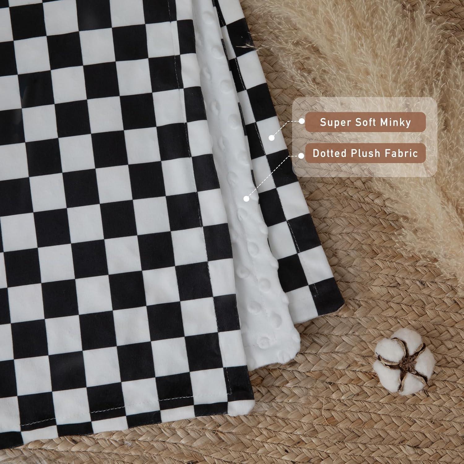 image:imageBaby Minky Blanket for Boys Girl Super Soft Newborn Nursery Blanket with Double Layer Dotted Backing 30x40 Cozy Printed Bed Throw Blanket Undersea WorldCherkerd Black