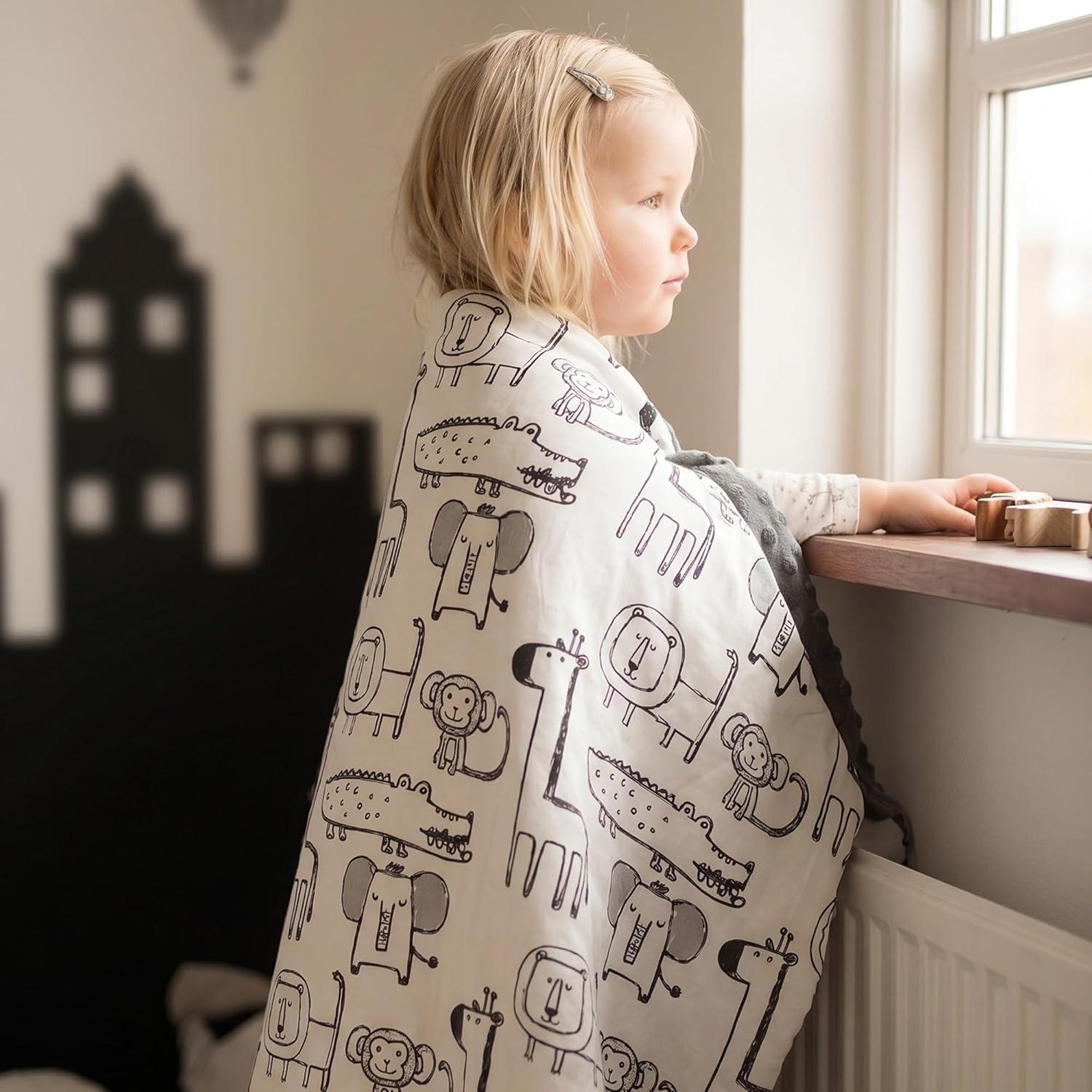 image:imageBaby Minky Blanket for Boys Girl Super Soft Newborn Nursery Blanket with Double Layer Dotted Backing 30x40 Cozy Printed Bed Throw Blanket Undersea WorldGray Animals