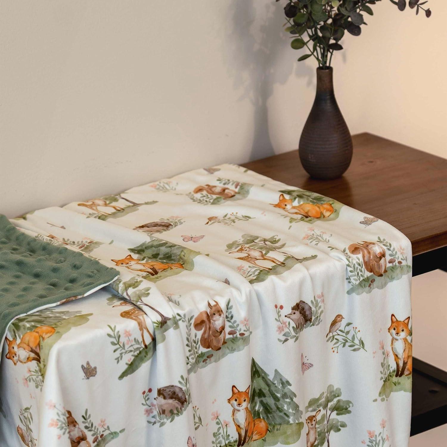 image:imageBaby Minky Blanket for Boys Girl Super Soft Newborn Nursery Blanket with Double Layer Dotted Backing 30x40 Cozy Printed Bed Throw Blanket Undersea WorldSage Green Jungle Animals