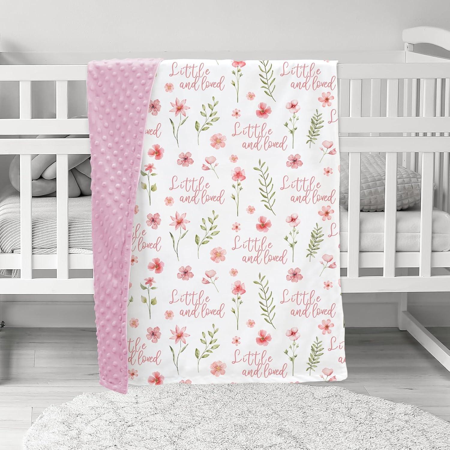 image:imageBaby Minky Blanket for Boys Girl Super Soft Newborn Nursery Blanket with Double Layer Dotted Backing 30x40 Cozy Printed Bed Throw Blanket Undersea WorldA Pink Floral