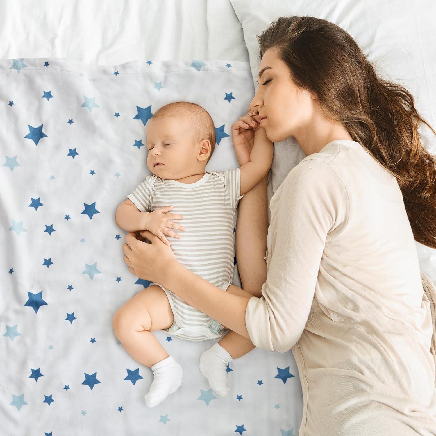 image:imageBaby Minky Blanket for Boys Girl Super Soft Newborn Nursery Blanket with Double Layer Dotted Backing 30x40 Cozy Printed Bed Throw Blanket Undersea WorldNavy Blue Star