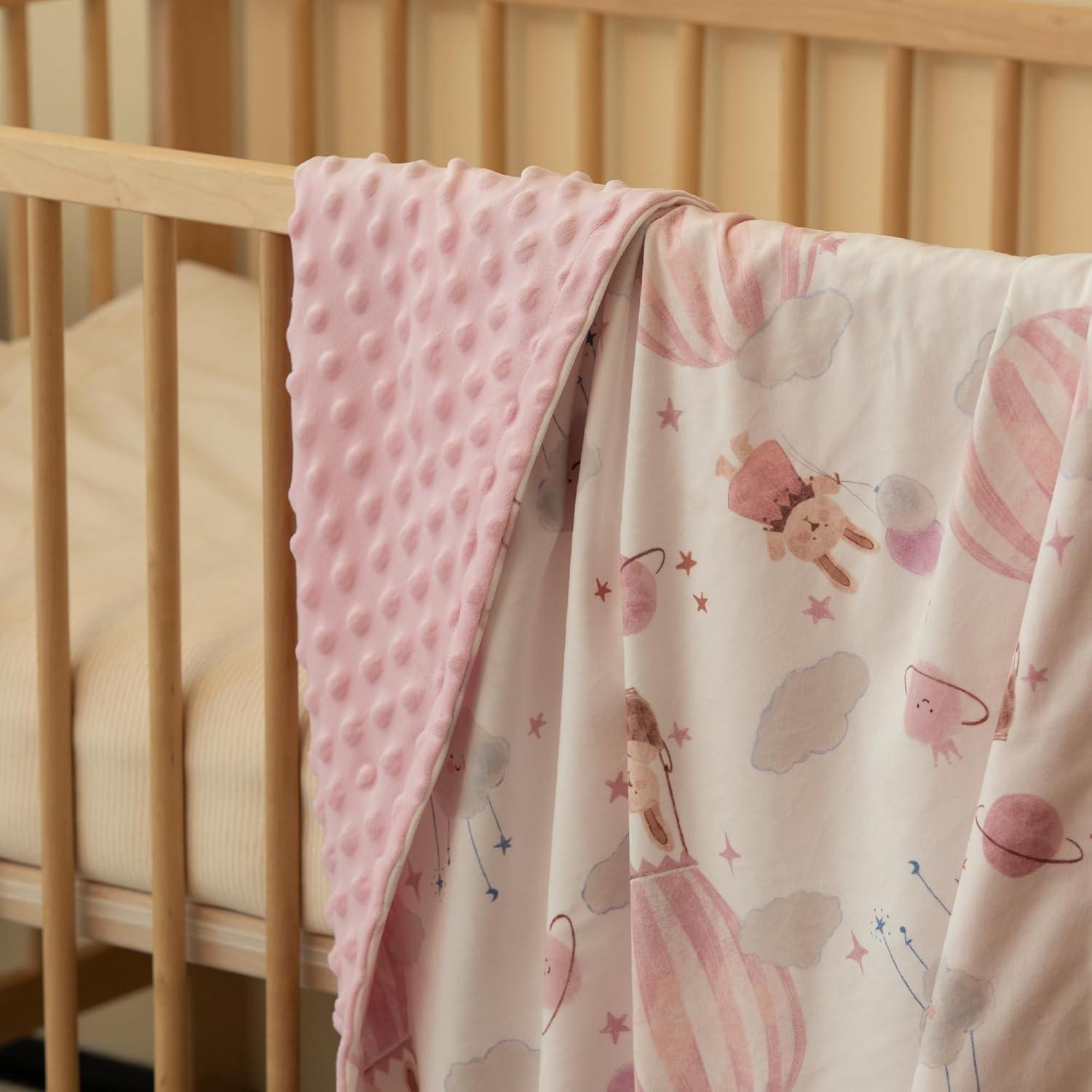 image:imageBaby Minky Blanket for Boys Girl Super Soft Newborn Nursery Blanket with Double Layer Dotted Backing 30x40 Cozy Printed Bed Throw Blanket Undersea WorldPink Balloon Rabbit
