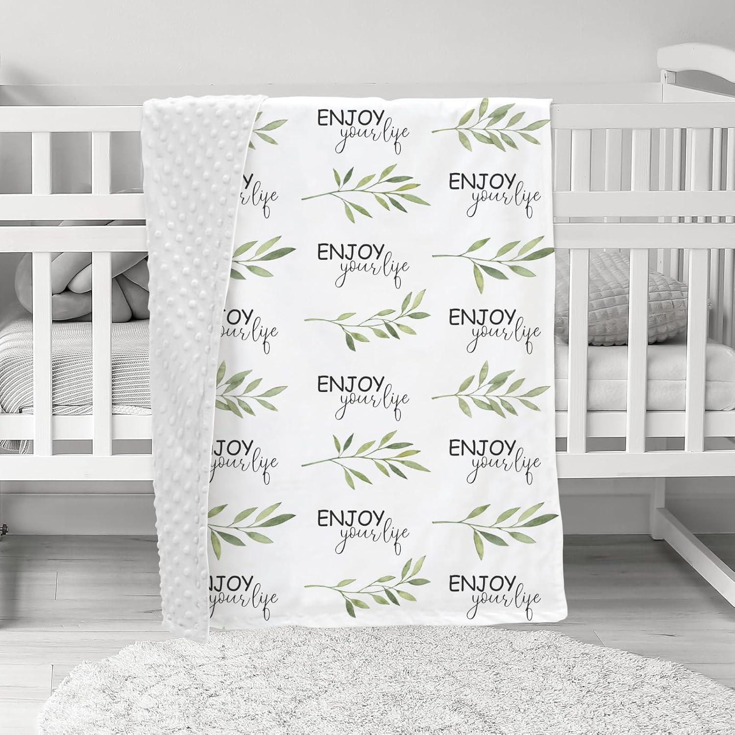 image:imageBaby Minky Blanket for Boys Girl Super Soft Newborn Nursery Blanket with Double Layer Dotted Backing 30x40 Cozy Printed Bed Throw Blanket Undersea WorldWhite Branch