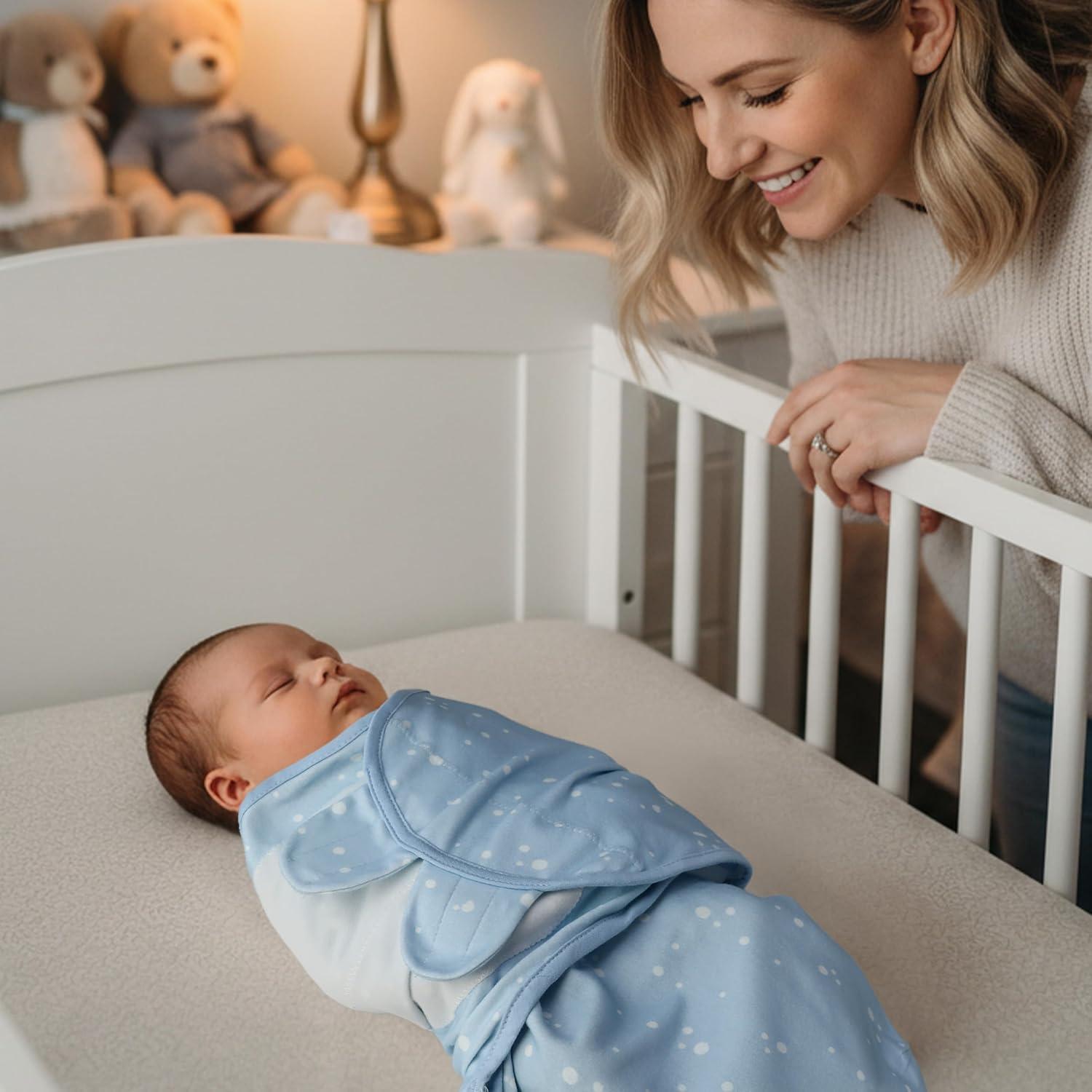 image:imageBaby Swaddles for Newborn Organic CottonSoft amp Snug Newborn Velcro Swaddle 03 Months Sleep Sack Helps Calm Startle Reflex 2Pack Wrap Nursery Swaddling Blankets ElephantBlue Ocean Whale