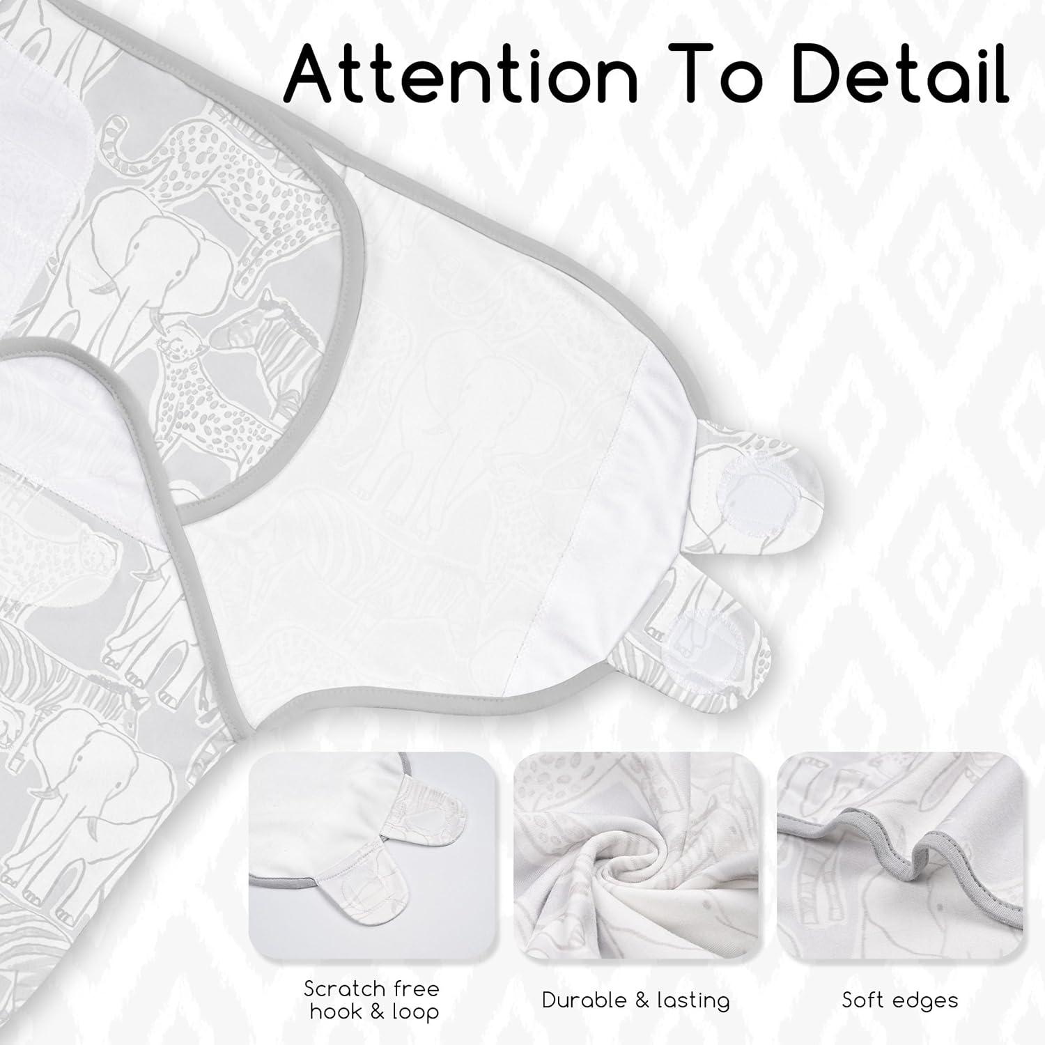 image:imageBaby Swaddles for Newborn Organic CottonSoft amp Snug Newborn Velcro Swaddle 03 Months Sleep Sack Helps Calm Startle Reflex 2Pack Wrap Nursery Swaddling Blankets ElephantLight Grey Elephant