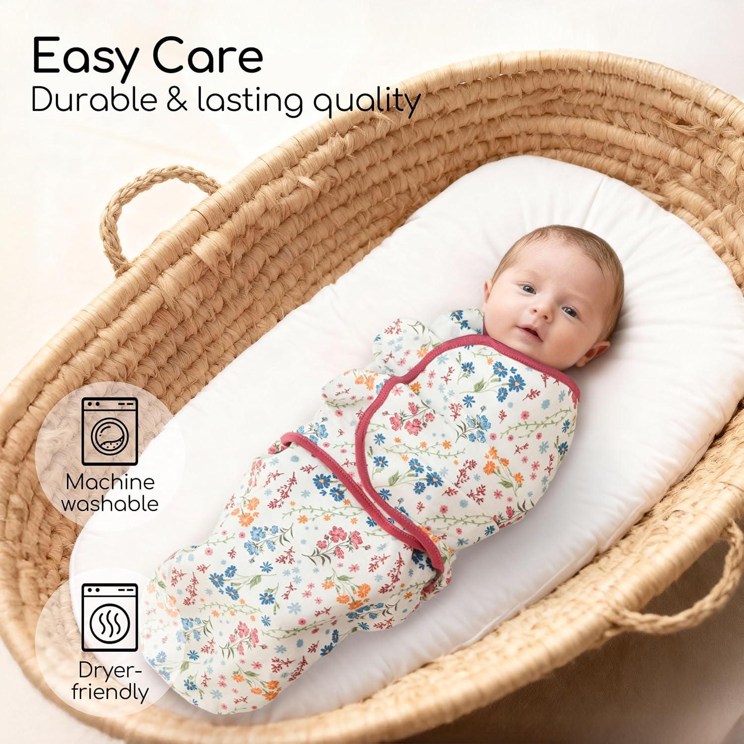 image:imageBaby Swaddles for Newborn Organic CottonSoft amp Snug Newborn Velcro Swaddle 03 Months Sleep Sack Helps Calm Startle Reflex 2Pack Wrap Nursery Swaddling Blankets ElephantCountry Floral