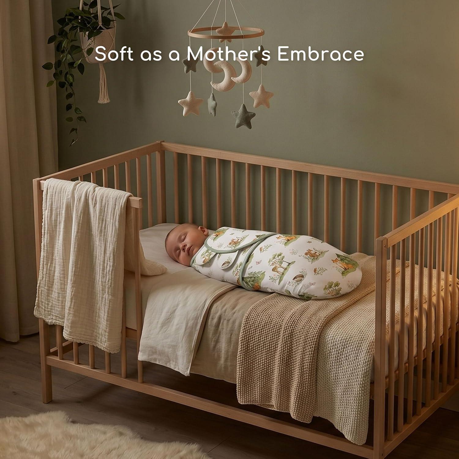 image:imageBaby Swaddles for Newborn Organic CottonSoft amp Snug Newborn Velcro Swaddle 03 Months Sleep Sack Helps Calm Startle Reflex 2Pack Wrap Nursery Swaddling Blankets ElephantGreen Jungle Animals