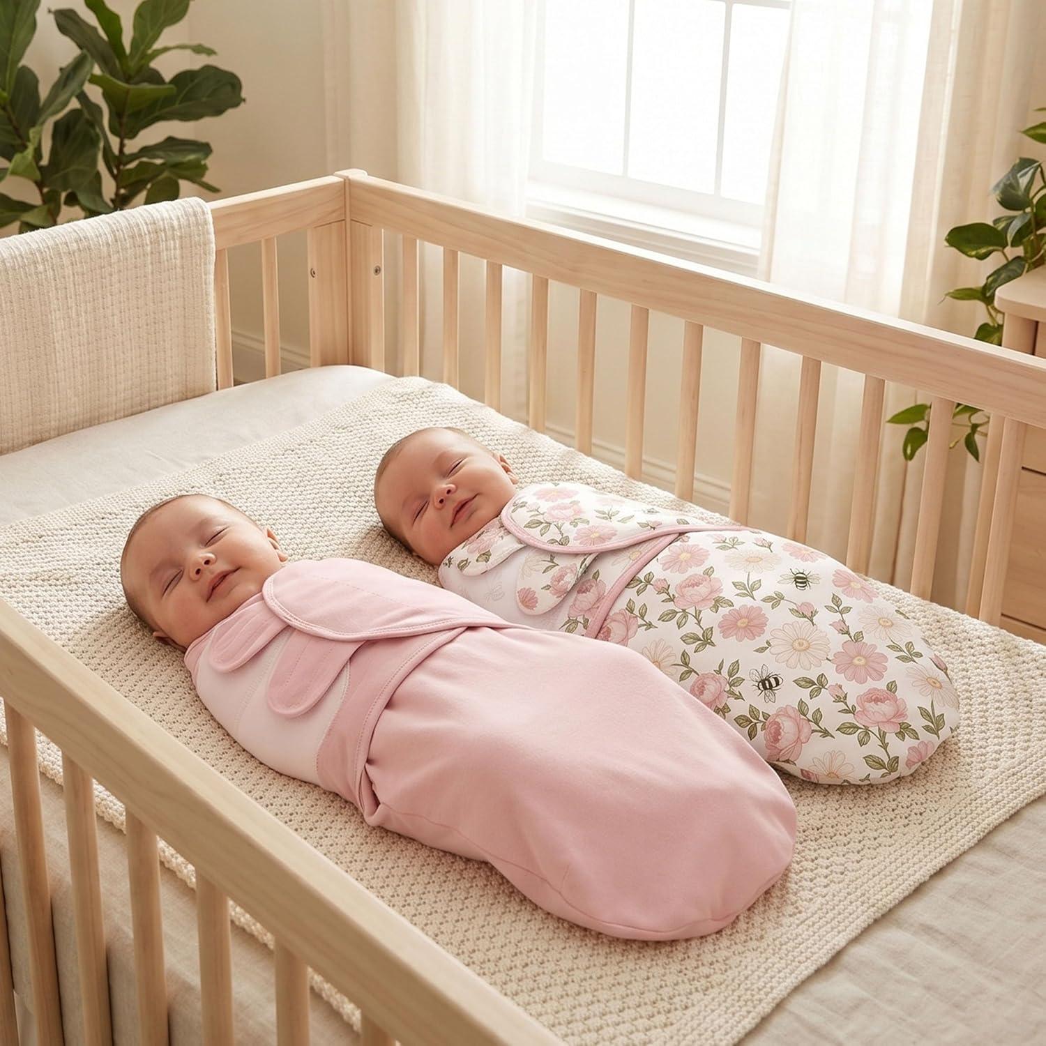image:imageBaby Swaddles for Newborn Organic CottonSoft amp Snug Newborn Velcro Swaddle 03 Months Sleep Sack Helps Calm Startle Reflex 2Pack Wrap Nursery Swaddling Blankets ElephantBloom Floral