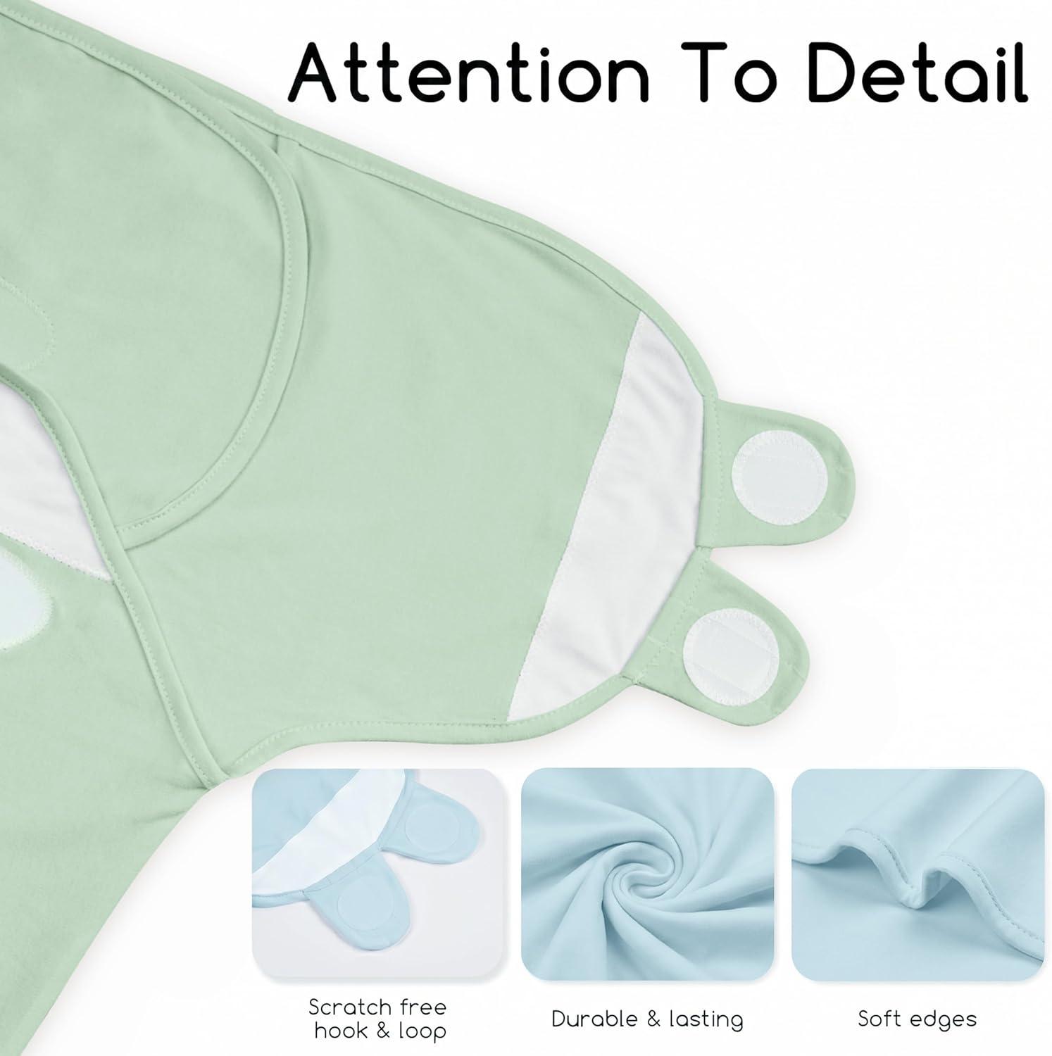 image:imageBaby Swaddles for Newborn Organic CottonSoft amp Snug Newborn Velcro Swaddle 03 Months Sleep Sack Helps Calm Startle Reflex 2Pack Wrap Nursery Swaddling Blankets ElephantGreen Blue