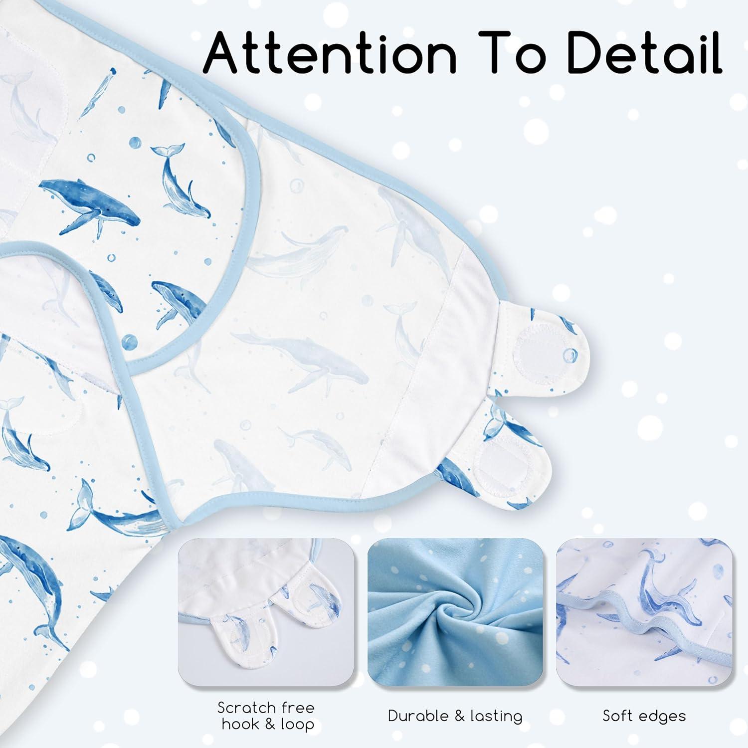 image:imageBaby Swaddles for Newborn Organic CottonSoft amp Snug Newborn Velcro Swaddle 03 Months Sleep Sack Helps Calm Startle Reflex 2Pack Wrap Nursery Swaddling Blankets ElephantBlue Ocean Whale