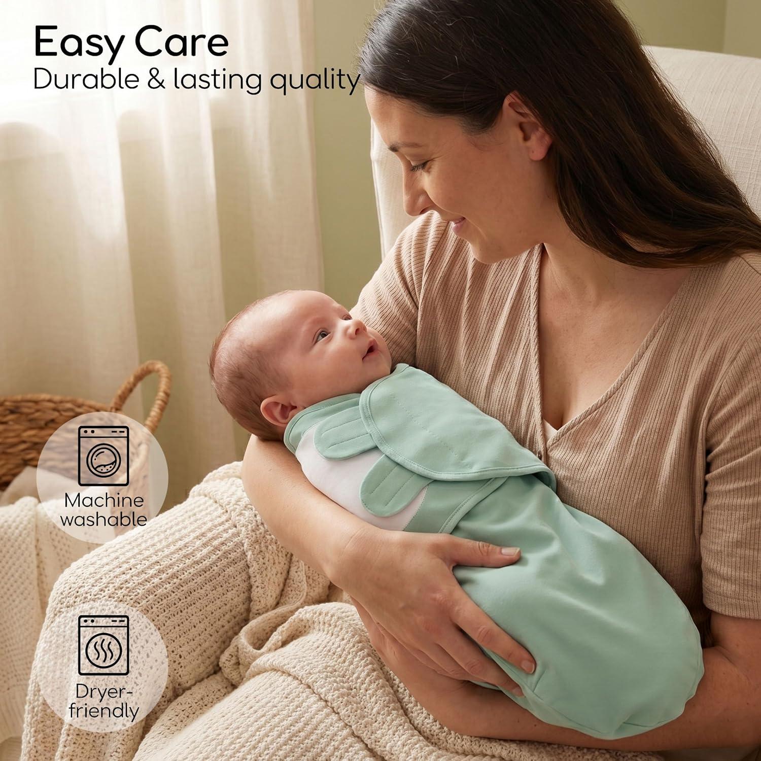 image:imageBaby Swaddles for Newborn Organic CottonSoft amp Snug Newborn Velcro Swaddle 03 Months Sleep Sack Helps Calm Startle Reflex 2Pack Wrap Nursery Swaddling Blankets ElephantGreen Blue