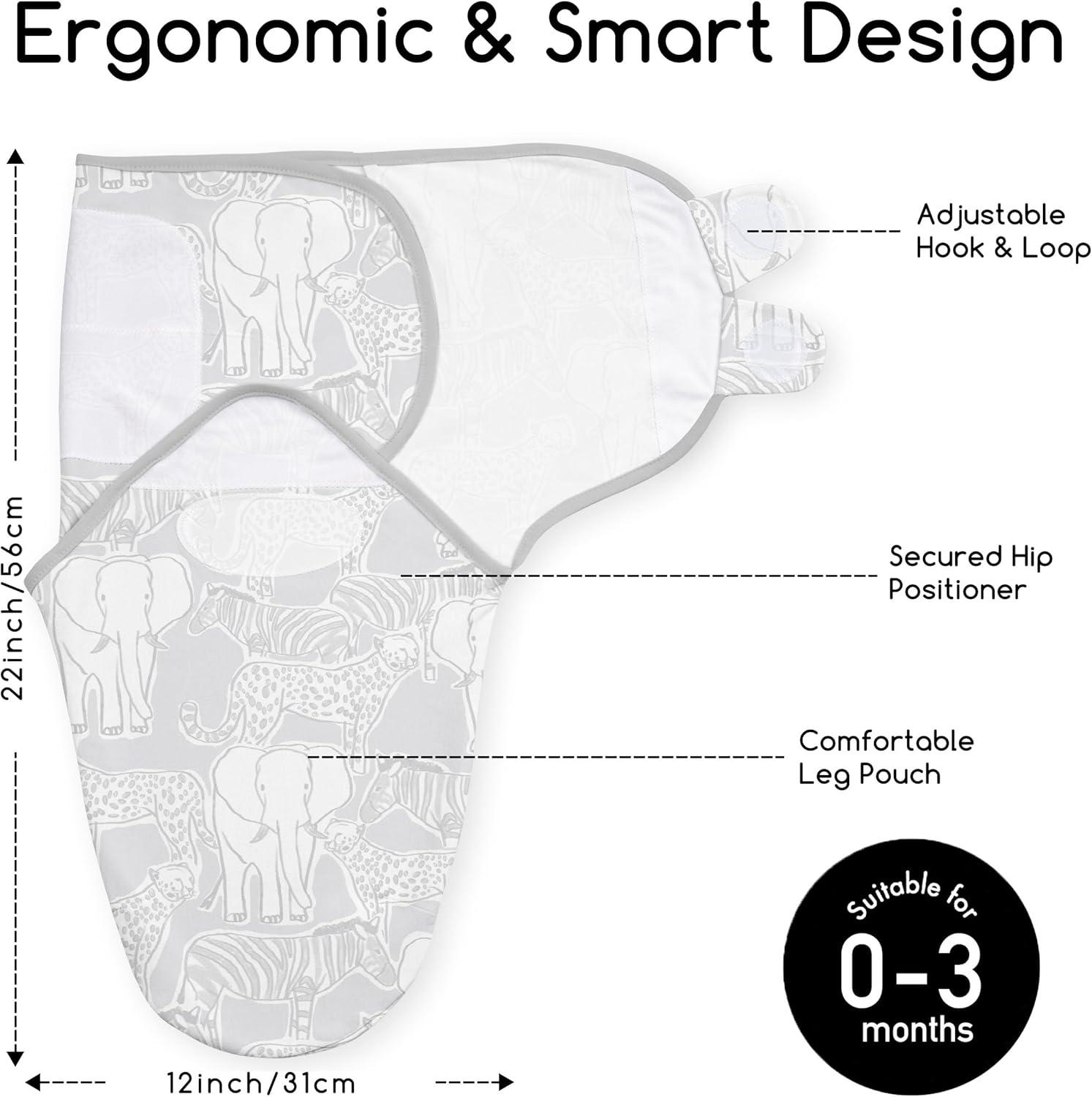 image:imageBaby Swaddles for Newborn Organic CottonSoft amp Snug Newborn Velcro Swaddle 03 Months Sleep Sack Helps Calm Startle Reflex 2Pack Wrap Nursery Swaddling Blankets ElephantLight Grey Elephant