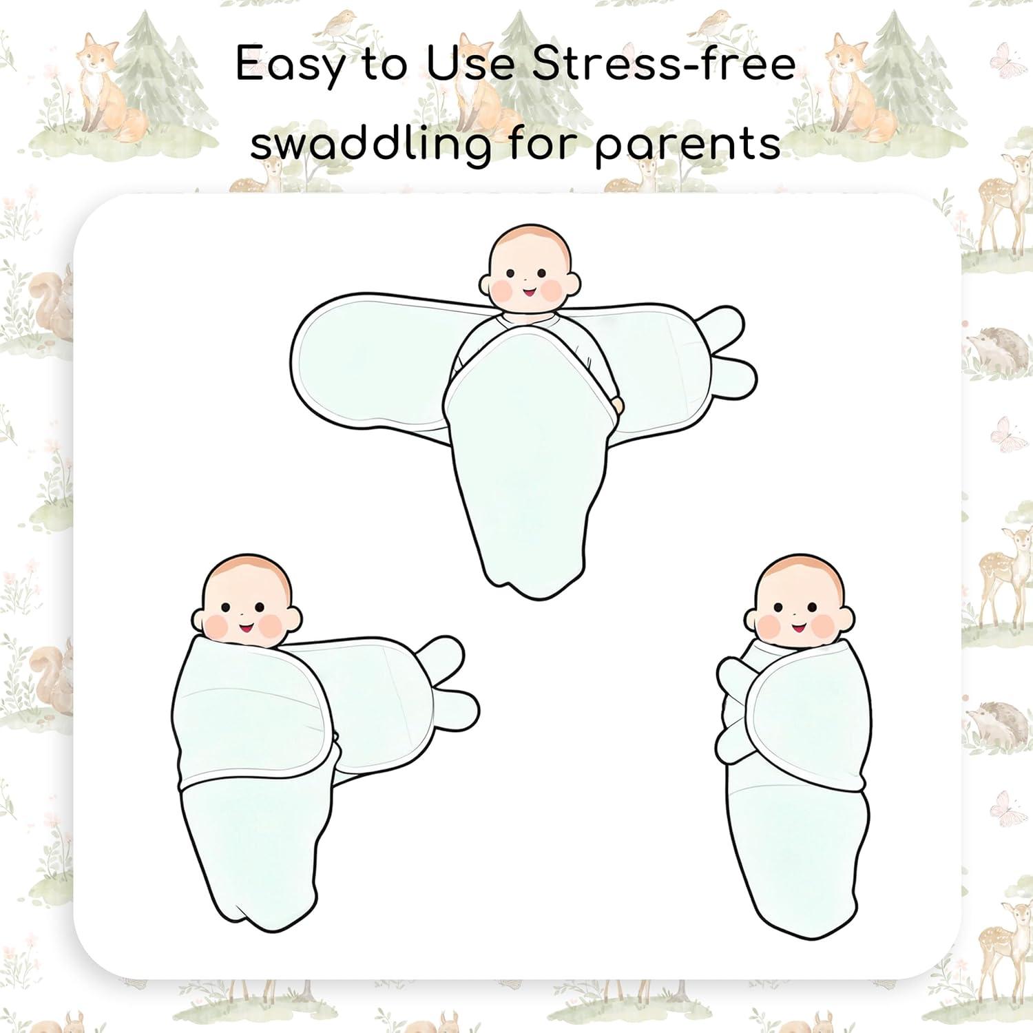 image:imageBaby Swaddles for Newborn Organic CottonSoft amp Snug Newborn Velcro Swaddle 03 Months Sleep Sack Helps Calm Startle Reflex 2Pack Wrap Nursery Swaddling Blankets ElephantGreen Jungle Animals