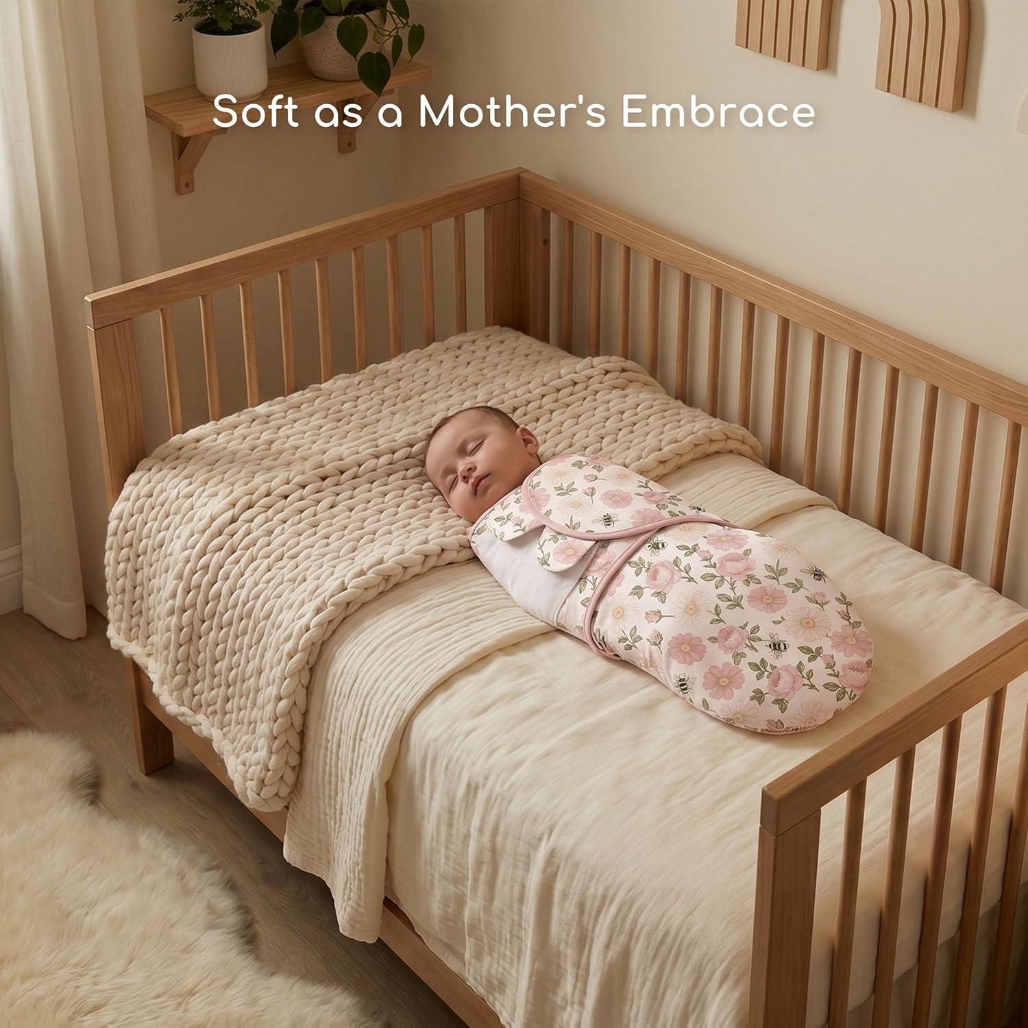 image:imageBaby Swaddles for Newborn Organic CottonSoft amp Snug Newborn Velcro Swaddle 03 Months Sleep Sack Helps Calm Startle Reflex 2Pack Wrap Nursery Swaddling Blankets ElephantBloom Floral