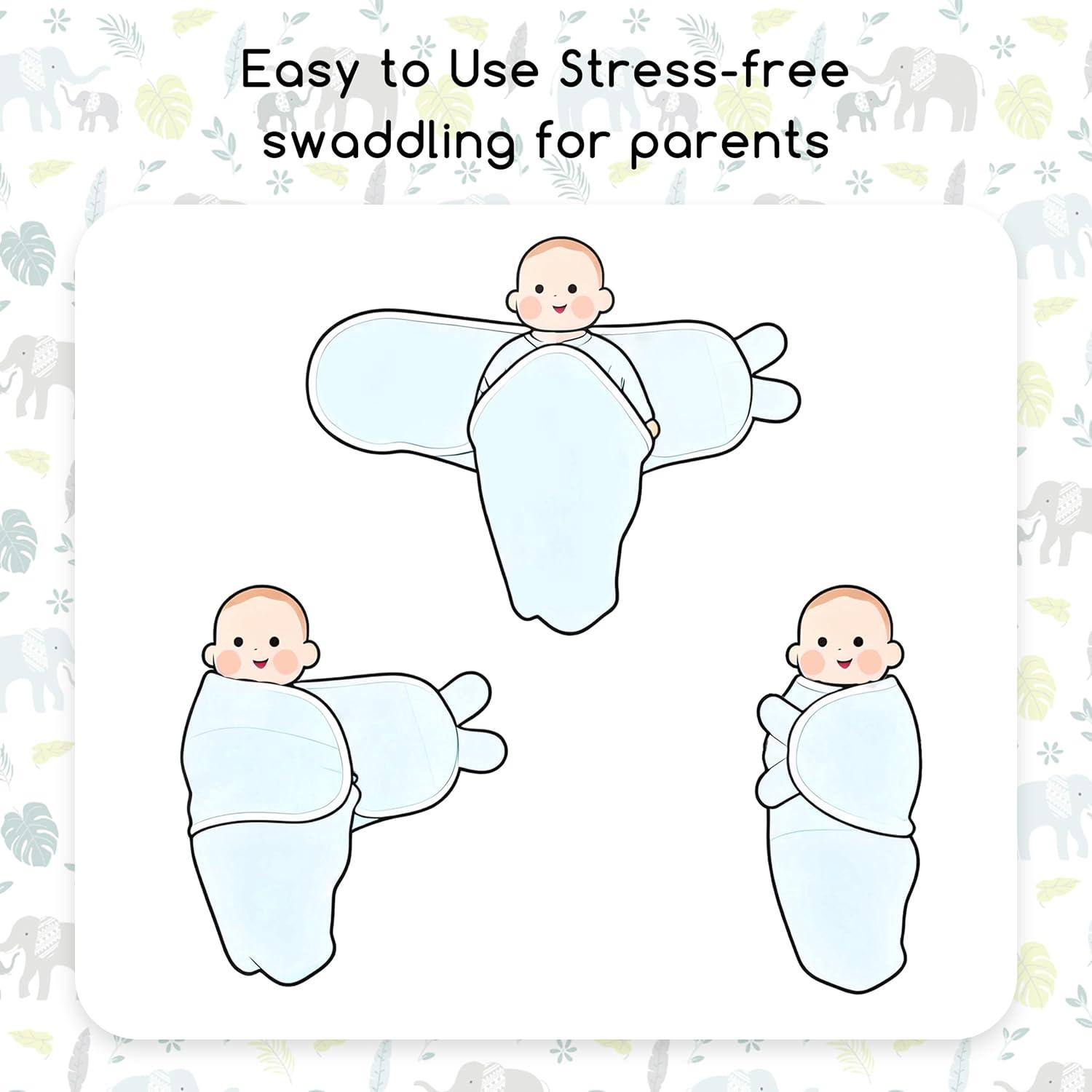 image:imageBaby Swaddles for Newborn Organic CottonSoft amp Snug Newborn Velcro Swaddle 03 Months Sleep Sack Helps Calm Startle Reflex 2Pack Wrap Nursery Swaddling Blankets ElephantSage Elephant
