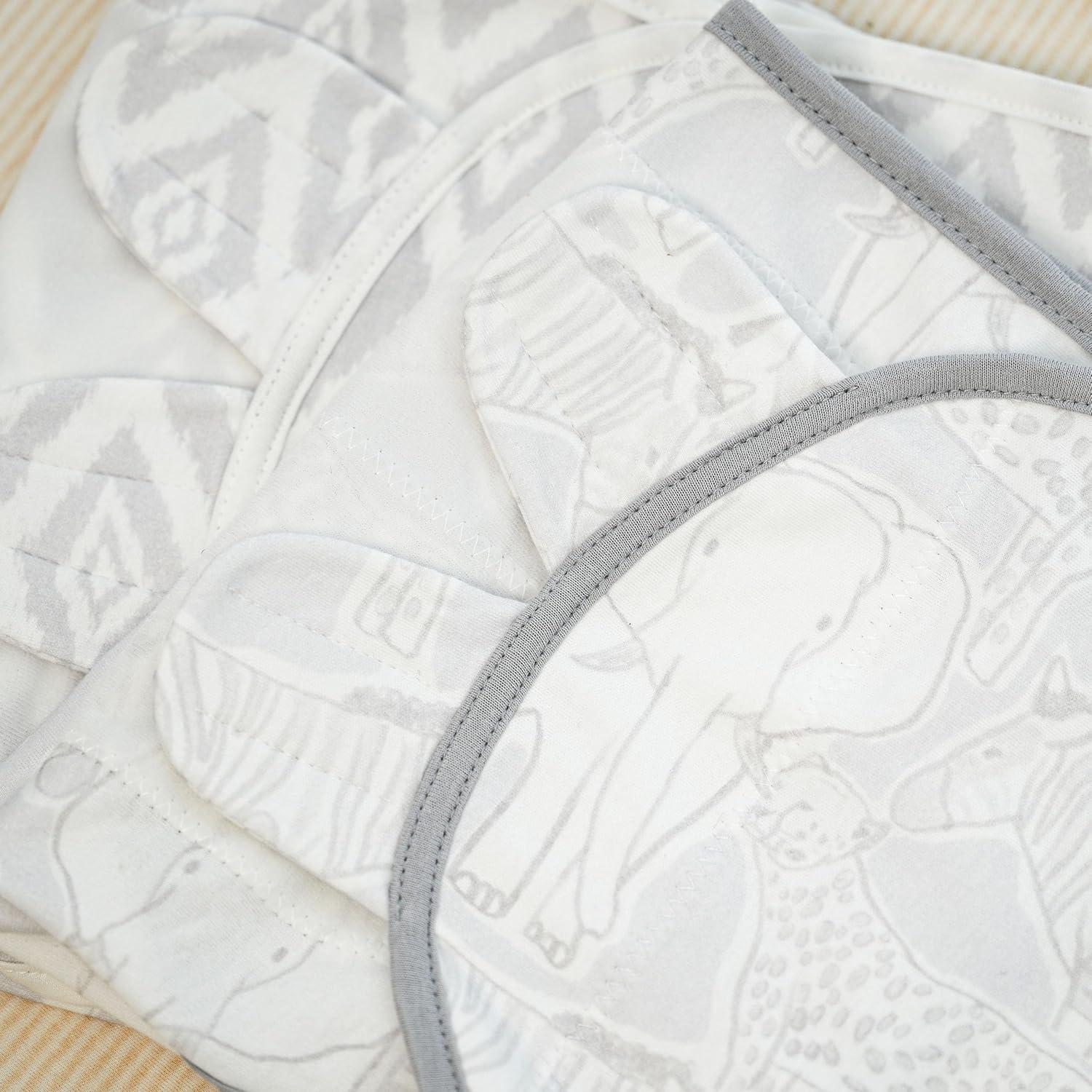 image:imageBaby Swaddles for Newborn Organic CottonSoft amp Snug Newborn Velcro Swaddle 03 Months Sleep Sack Helps Calm Startle Reflex 2Pack Wrap Nursery Swaddling Blankets ElephantLight Grey Elephant