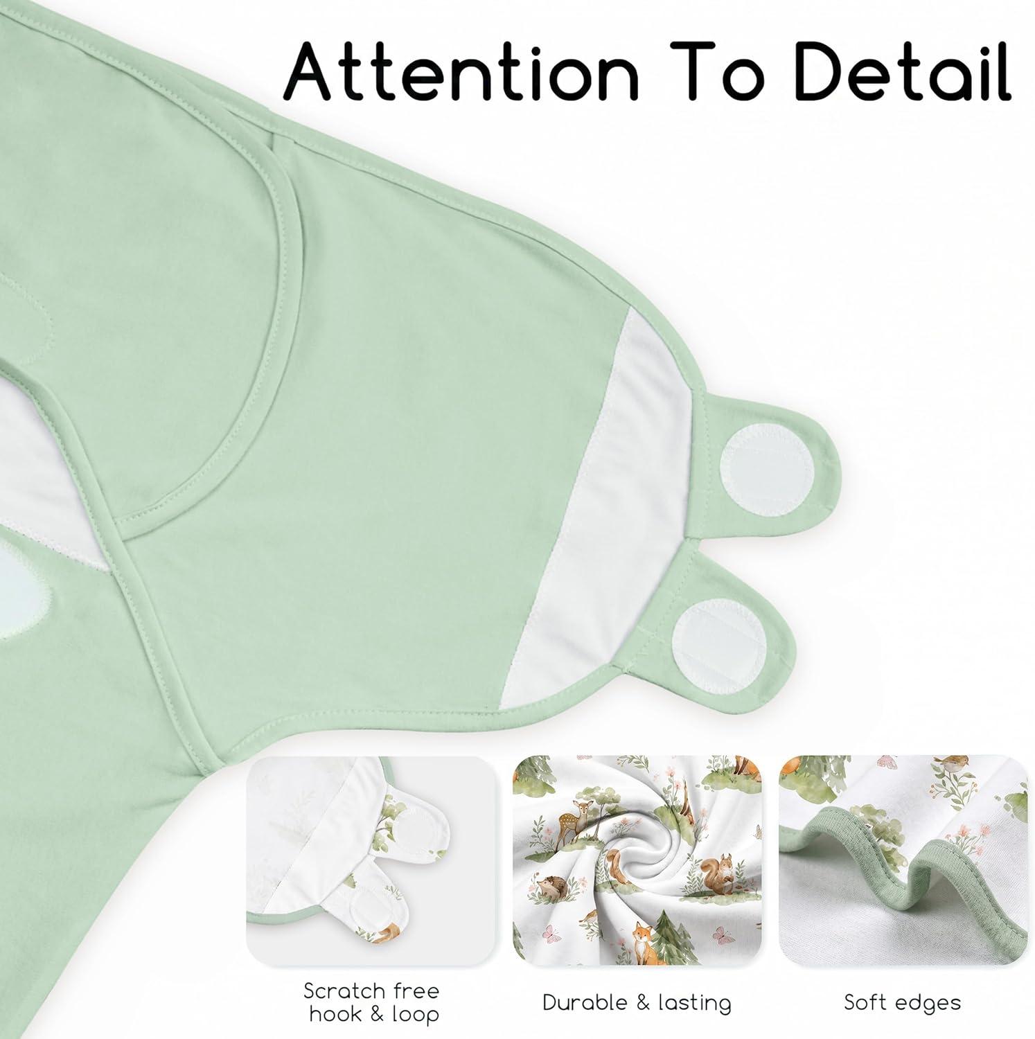 image:imageBaby Swaddles for Newborn Organic CottonSoft amp Snug Newborn Velcro Swaddle 03 Months Sleep Sack Helps Calm Startle Reflex 2Pack Wrap Nursery Swaddling Blankets ElephantGreen Jungle Animals