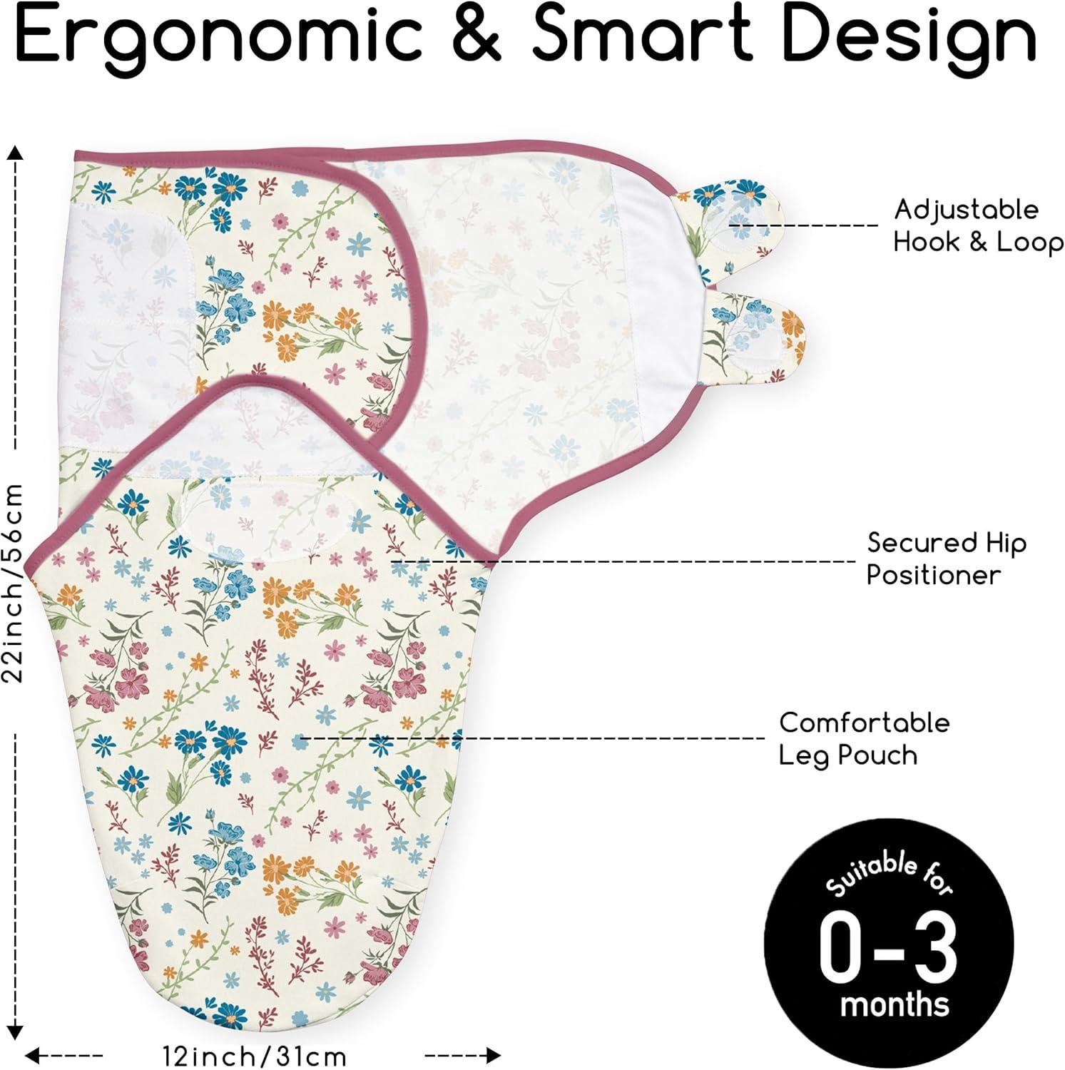 image:imageBaby Swaddles for Newborn Organic CottonSoft amp Snug Newborn Velcro Swaddle 03 Months Sleep Sack Helps Calm Startle Reflex 2Pack Wrap Nursery Swaddling Blankets ElephantCountry Floral