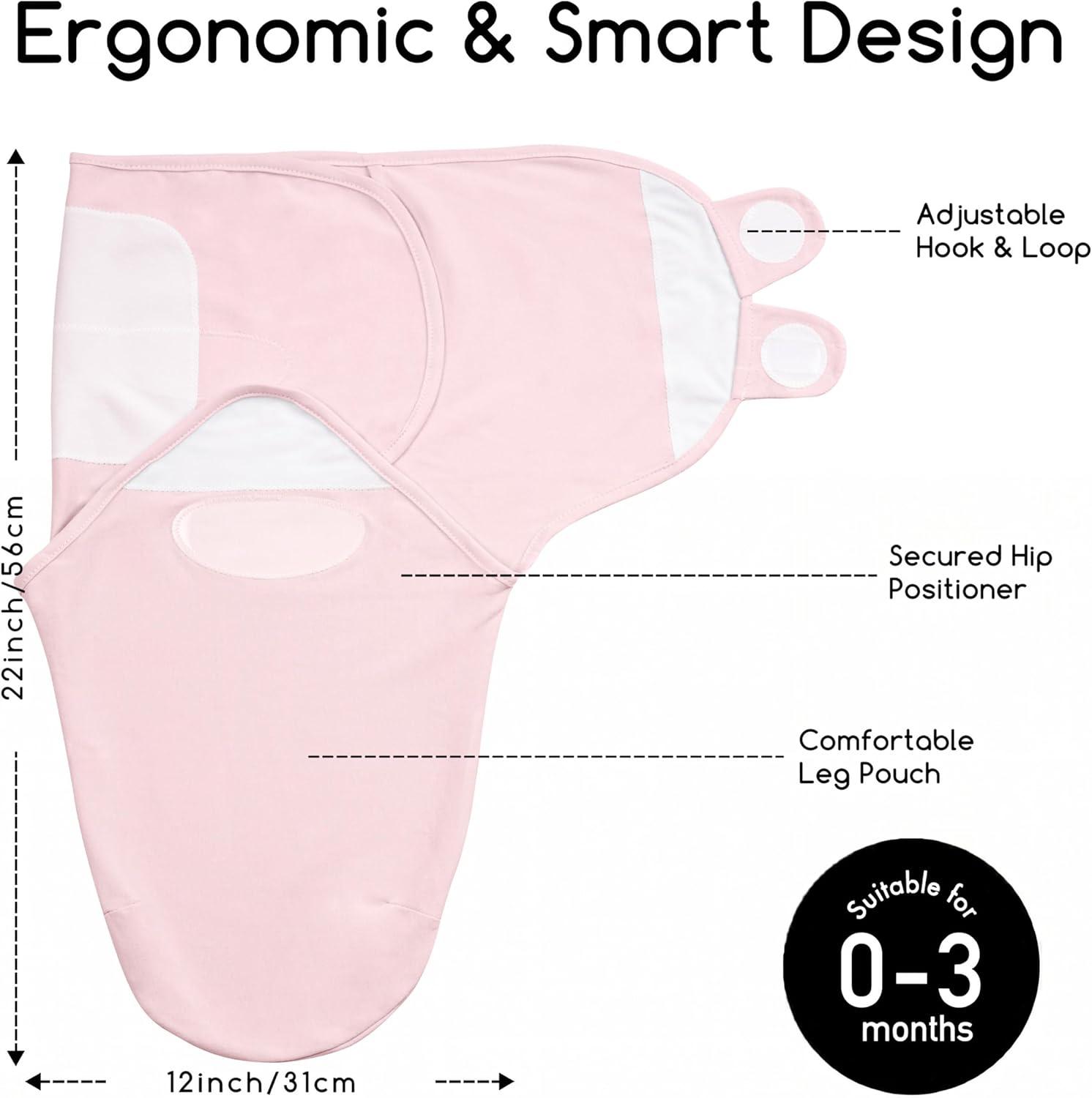 image:imageBaby Swaddles for Newborn Organic CottonSoft amp Snug Newborn Velcro Swaddle 03 Months Sleep Sack Helps Calm Startle Reflex 2Pack Wrap Nursery Swaddling Blankets ElephantBlush Mauve