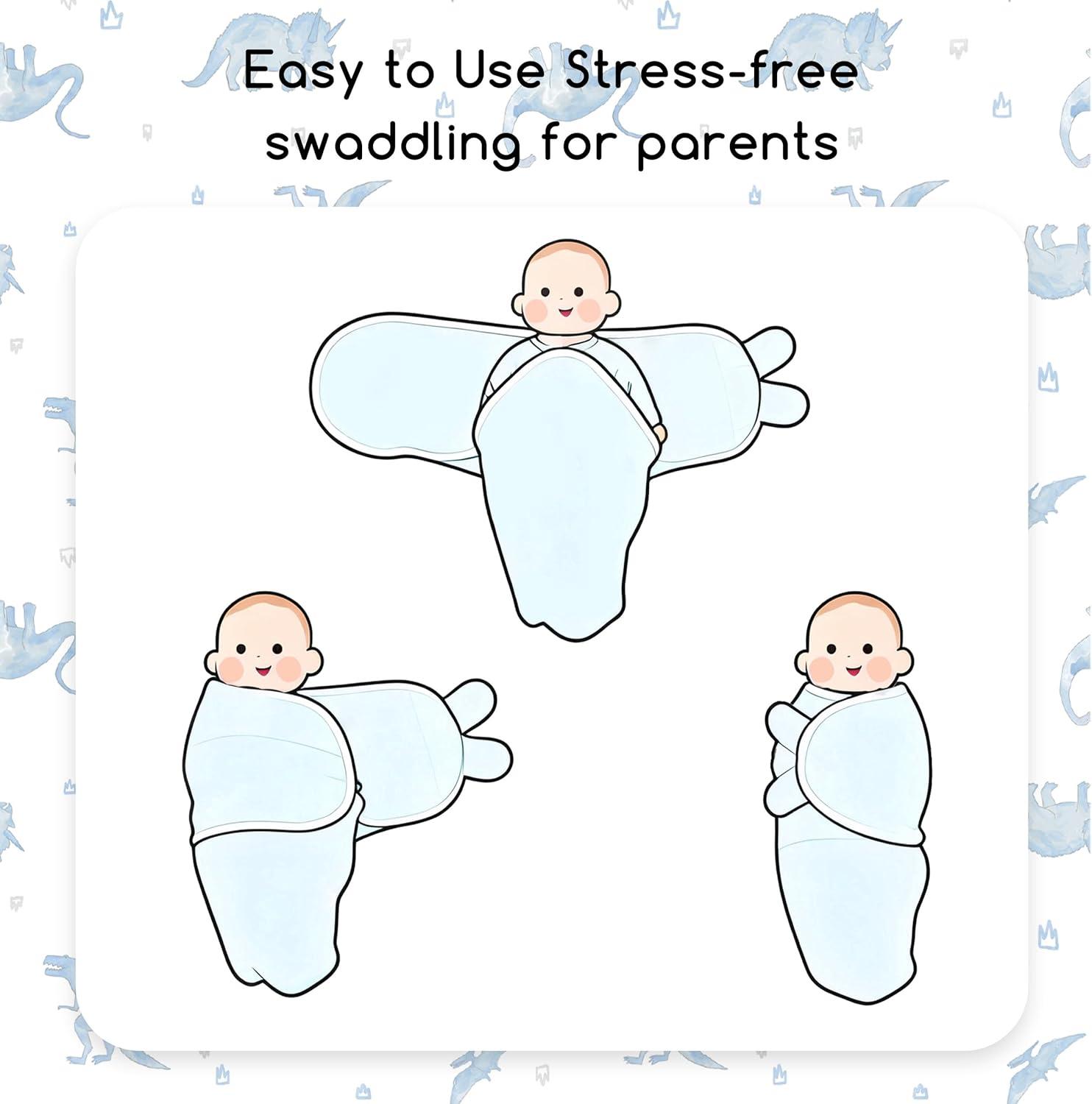 image:imageBaby Swaddles for Newborn Organic CottonSoft amp Snug Newborn Velcro Swaddle 03 Months Sleep Sack Helps Calm Startle Reflex 2Pack Wrap Nursery Swaddling Blankets ElephantNavy Blue Dinosaur