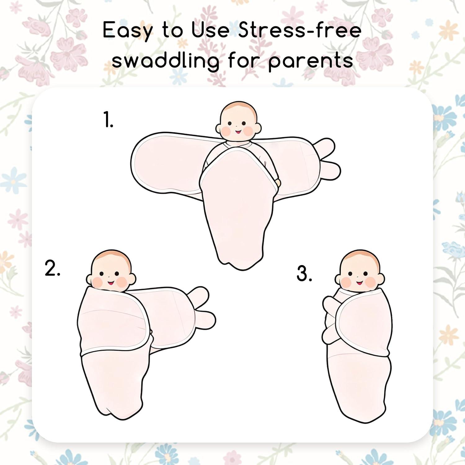 image:imageBaby Swaddles for Newborn Organic CottonSoft amp Snug Newborn Velcro Swaddle 03 Months Sleep Sack Helps Calm Startle Reflex 2Pack Wrap Nursery Swaddling Blankets ElephantCountry Floral