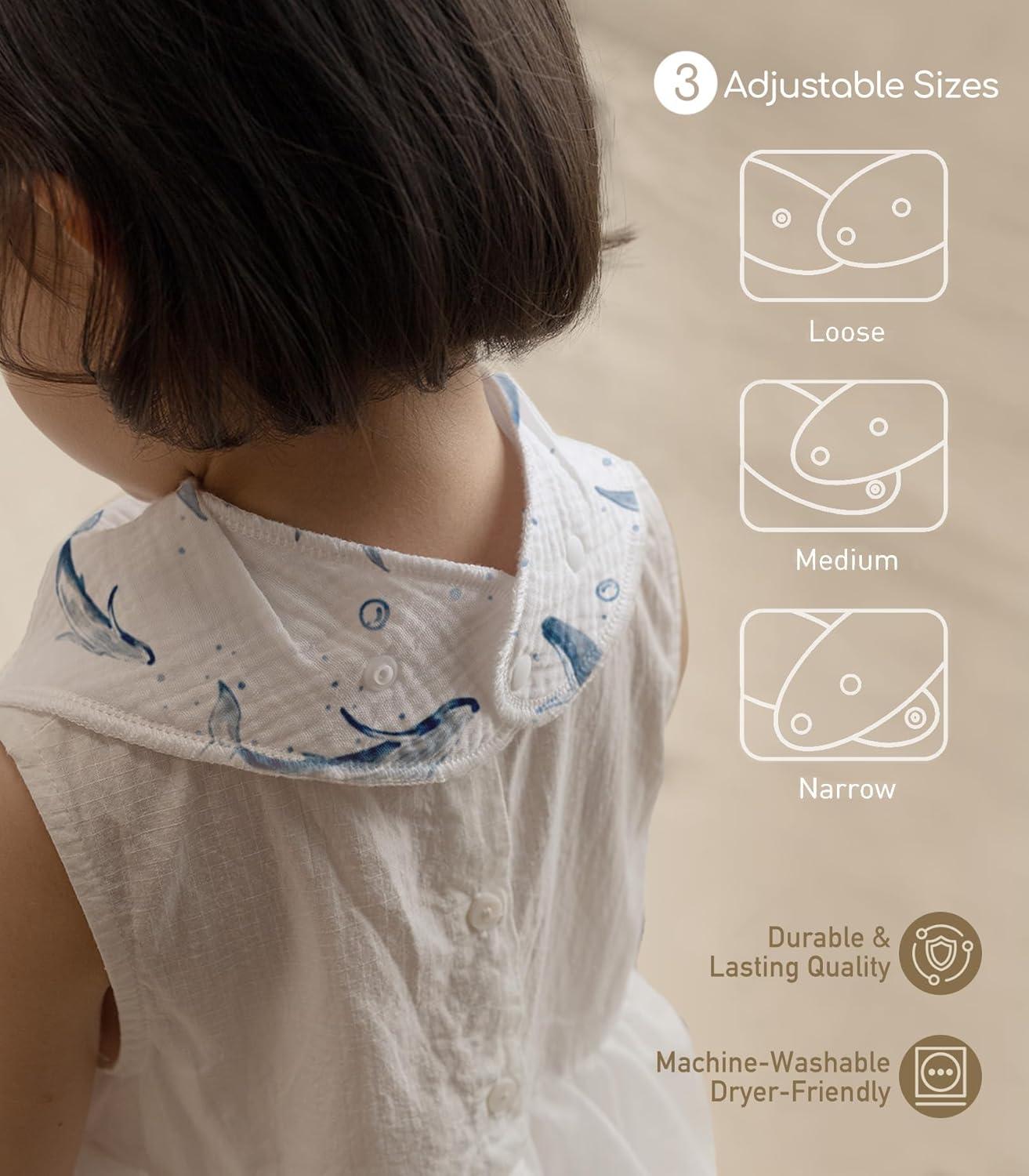 image:imageMuslin Baby Bibs 8 Pack Baby Bandana Drool Bib for Drooling and Teething Cotton Soft Absorbent for Girls Boys Calm Style Plain Solid ColorBlue Ocean Whale