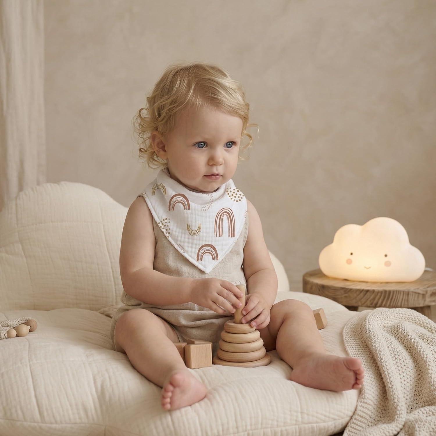 image:imageMuslin Baby Bibs 8 Pack Baby Bandana Drool Bib for Drooling and Teething Cotton Soft Absorbent for Girls Boys Calm Style Plain Solid ColorBrown Rainbow
