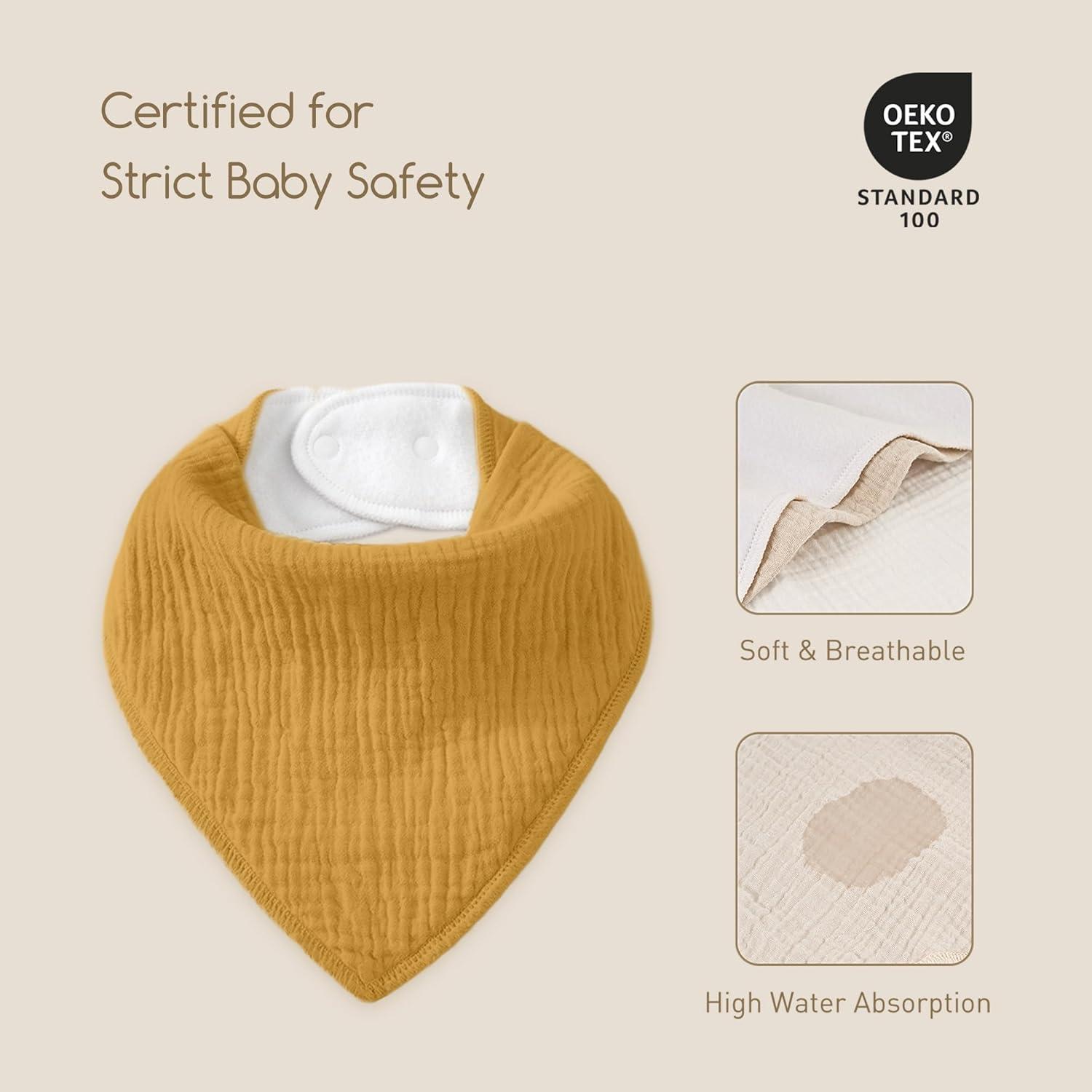 image:imageMuslin Baby Bibs 8 Pack Baby Bandana Drool Bib for Drooling and Teething Cotton Soft Absorbent for Girls Boys Calm Style Plain Solid ColorClassic