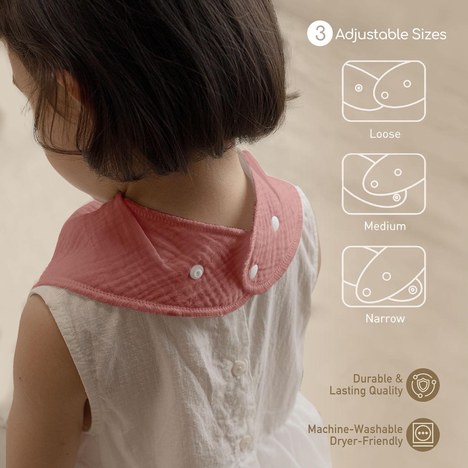 image:imageMuslin Baby Bibs 8 Pack Baby Bandana Drool Bib for Drooling and Teething Cotton Soft Absorbent for Girls Boys Calm Style Plain Solid ColorMacaron Pink