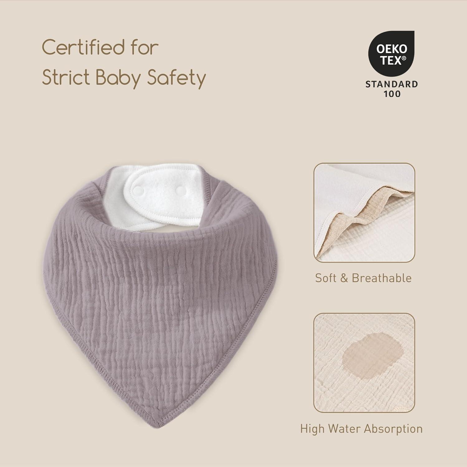 image:imageMuslin Baby Bibs 8 Pack Baby Bandana Drool Bib for Drooling and Teething Cotton Soft Absorbent for Girls Boys Calm Style Plain Solid ColorMacaron Pink