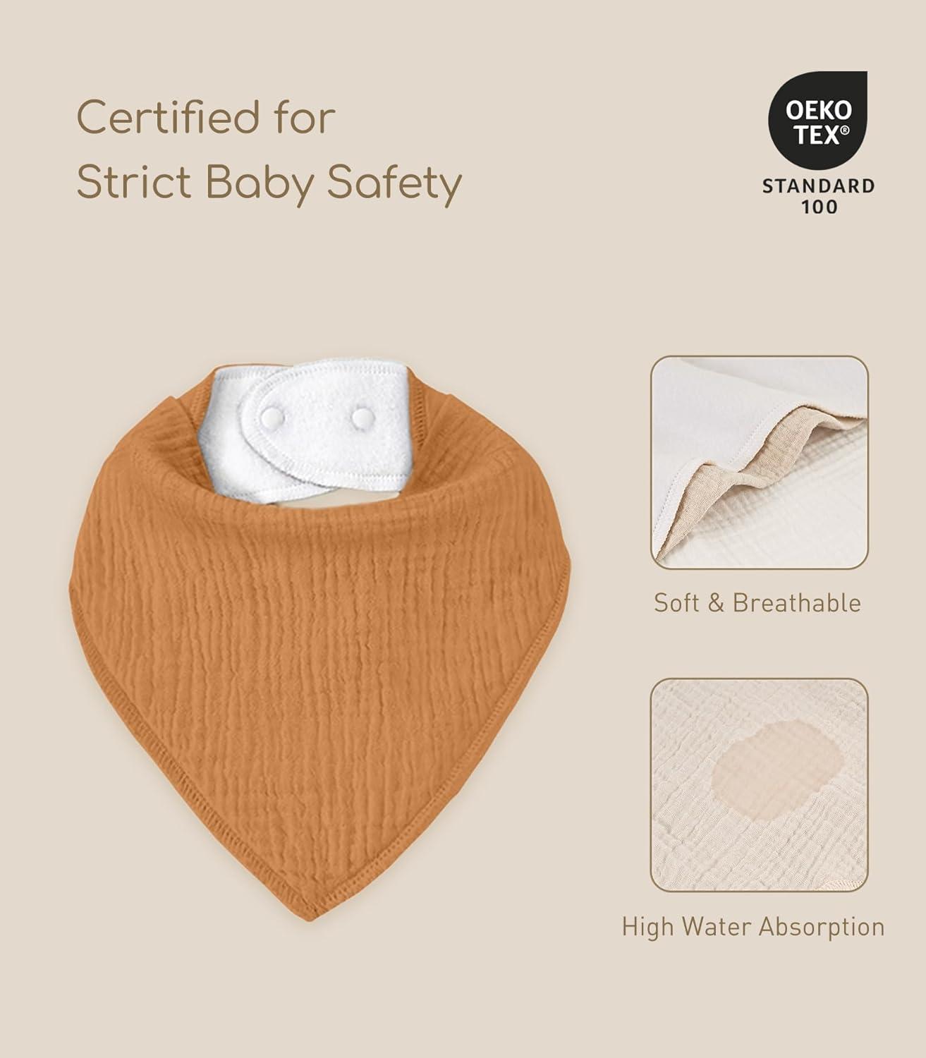 image:imageMuslin Baby Bibs 8 Pack Baby Bandana Drool Bib for Drooling and Teething Cotton Soft Absorbent for Girls Boys Calm Style Plain Solid ColorNeutral