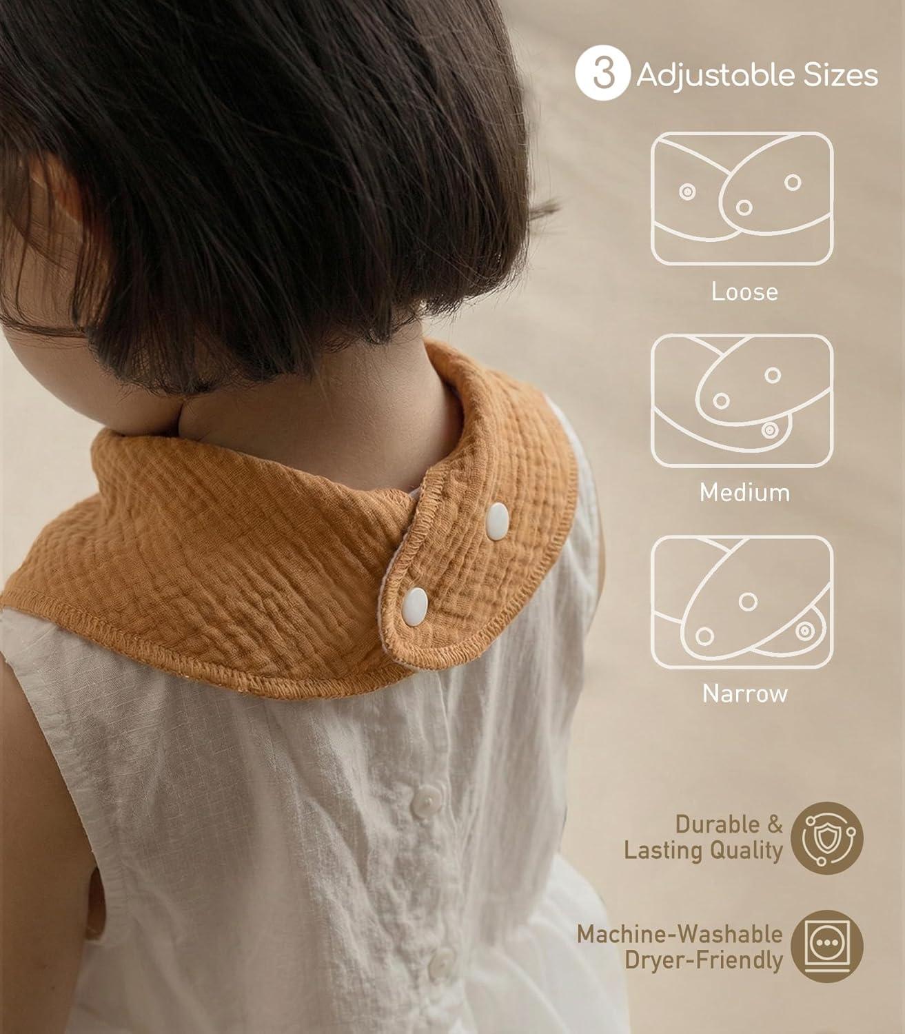 image:imageMuslin Baby Bibs 8 Pack Baby Bandana Drool Bib for Drooling and Teething Cotton Soft Absorbent for Girls Boys Calm Style Plain Solid ColorNeutral