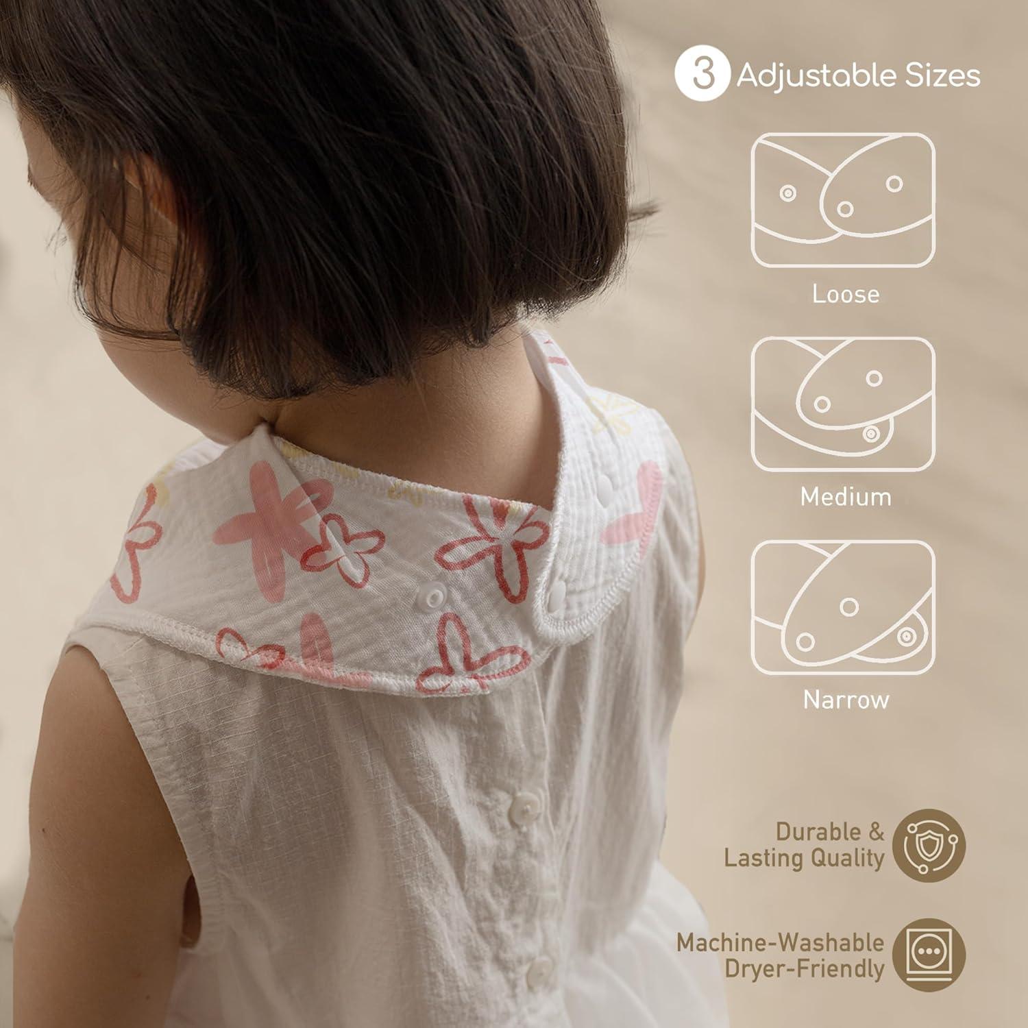 image:imageMuslin Baby Bibs 8 Pack Baby Bandana Drool Bib for Drooling and Teething Cotton Soft Absorbent for Girls Boys Calm Style Plain Solid ColorPink Floral
