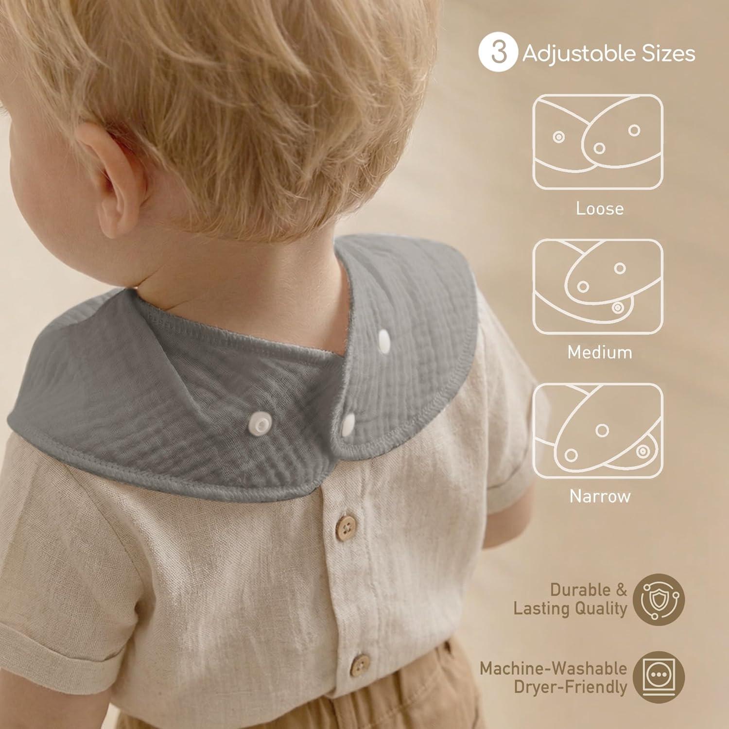 image:imageMuslin Baby Bibs 8 Pack Baby Bandana Drool Bib for Drooling and Teething Cotton Soft Absorbent for Girls Boys Calm Style Plain Solid ColorSage Ice Blue