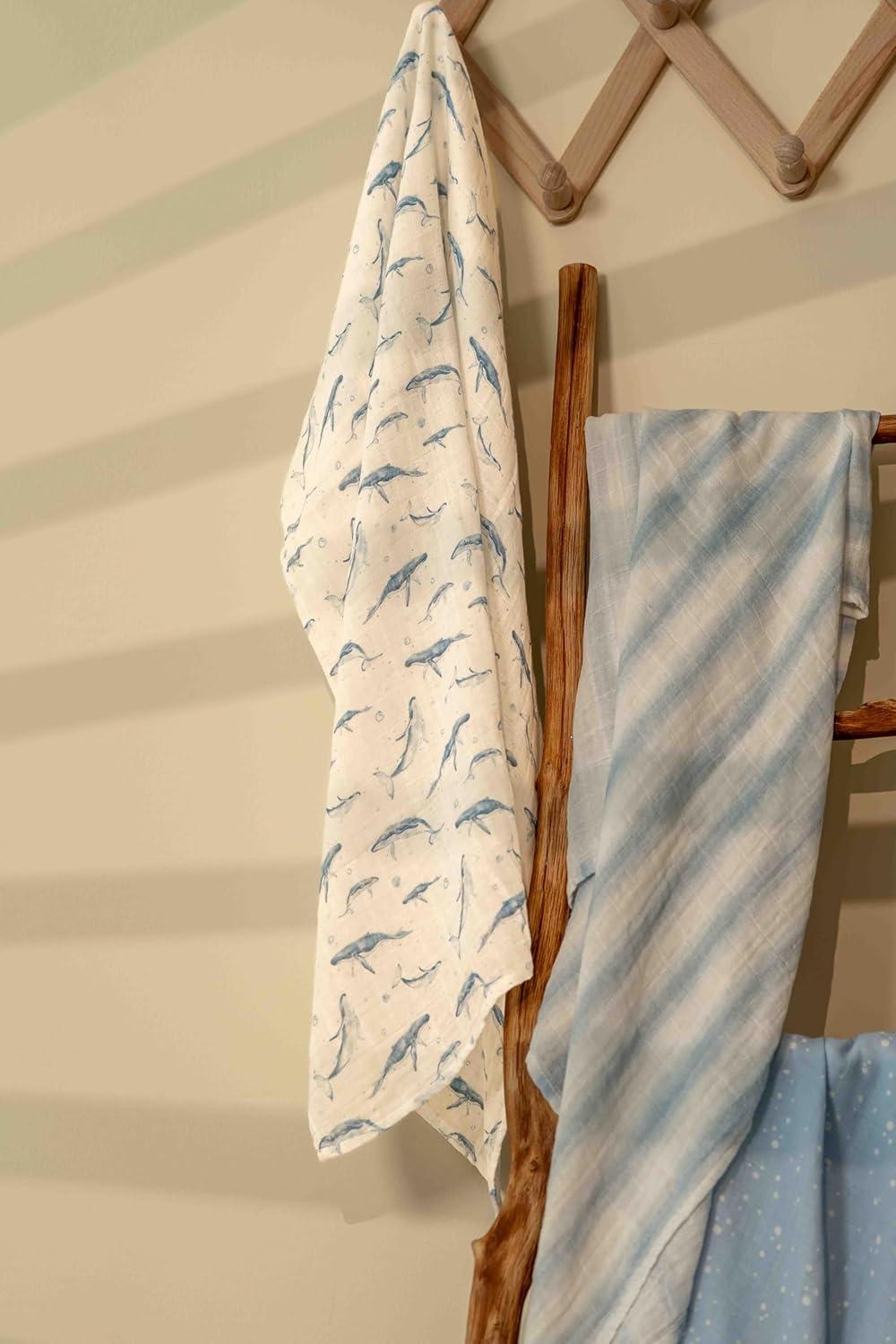 image:imageMuslin Swaddle Blankets for Newborn 4 Pack Cotton Baby Blankets Large 315 x 433 inch Breathable Soft Receiving Blanket Essentials Swaddle Wrap Burping Clothes Blue Farm CountryBlue Ocean Whale