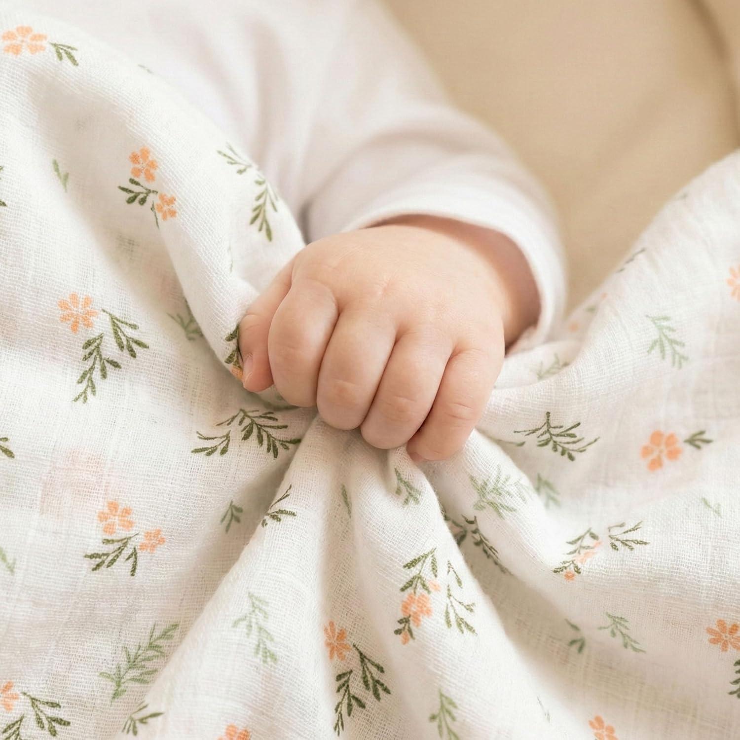 image:imageMuslin Swaddle Blankets for Newborn 4 Pack Cotton Baby Blankets Large 315 x 433 inch Breathable Soft Receiving Blanket Essentials Swaddle Wrap Burping Clothes Blue Farm CountrySage Green Jungle Animals