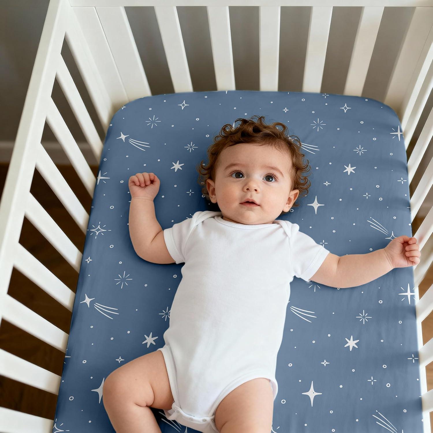 image:imageNap Mat Sheet 47x24 3 Pack Pink Floral Baby Crib Sheets Fitted Elastic Corners Preschool Day Care Rest Mat Cover Soft Breathable Compatible with Regalo My Cot Joovy Travel CotNavy Blue Planet